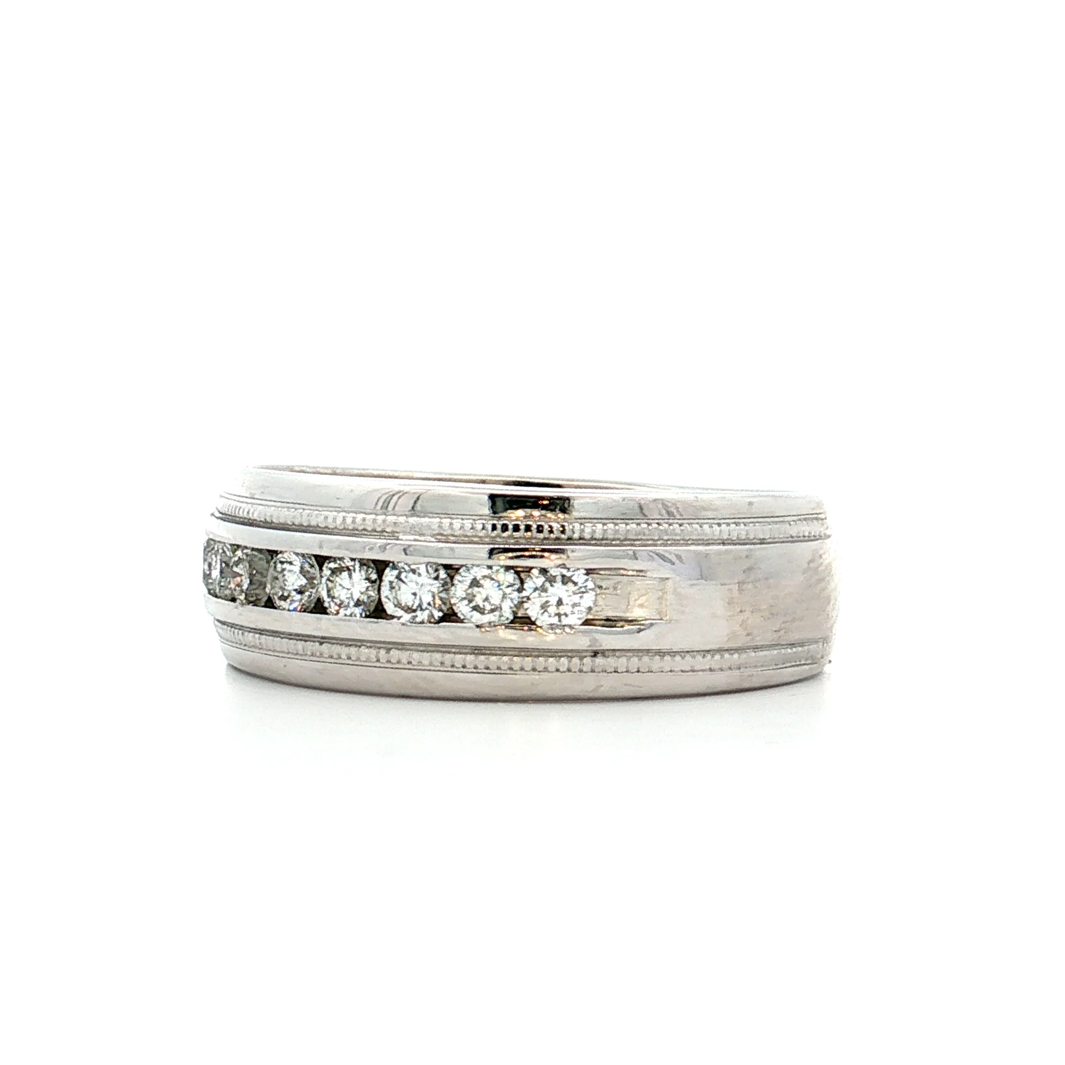 .48 Mens Diamond Channel Set Band 14k White Gold - Image 2