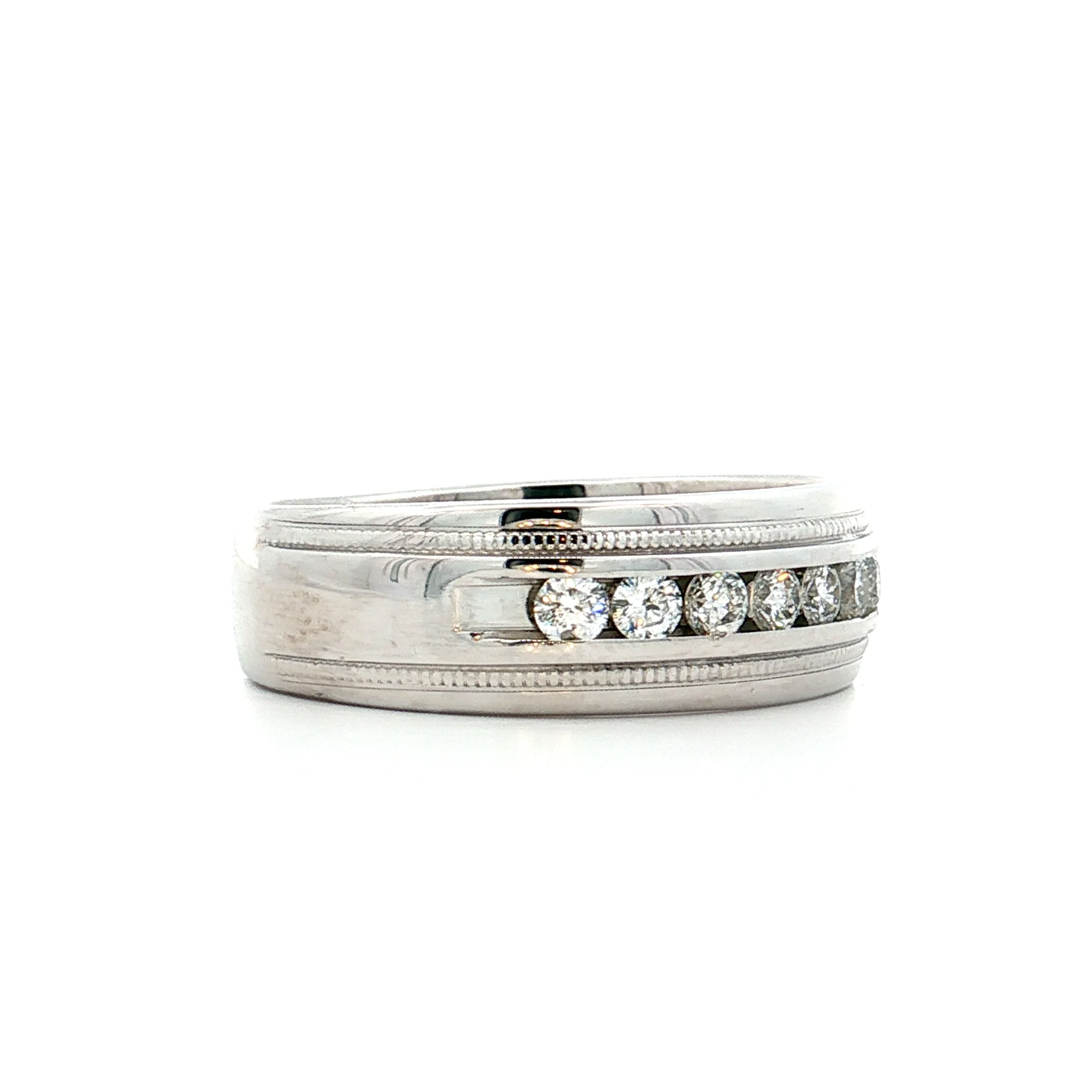 .48 Mens Diamond Channel Set Band 14k White Gold - Image 3
