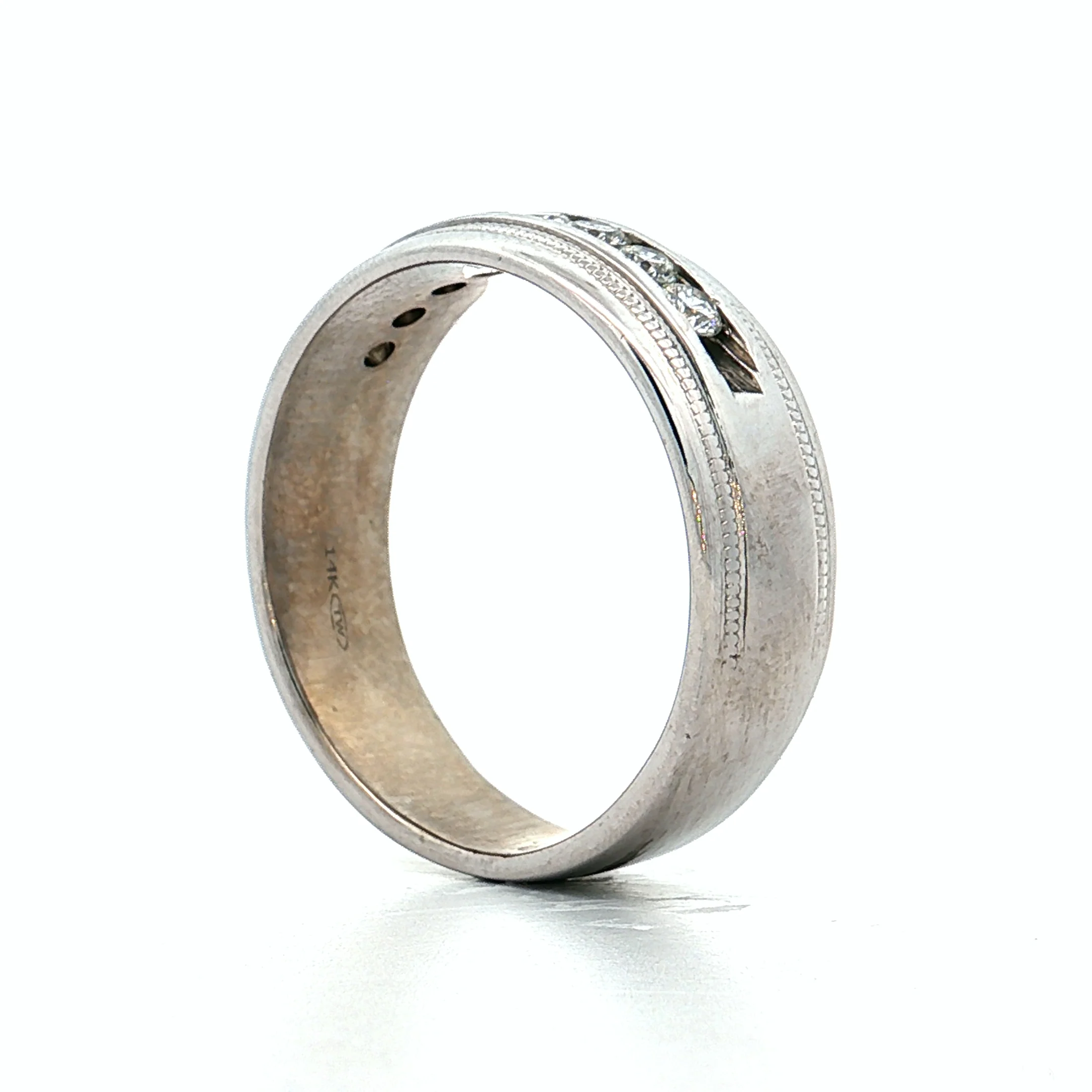 .48 Mens Diamond Channel Set Band 14k White Gold - Image 5