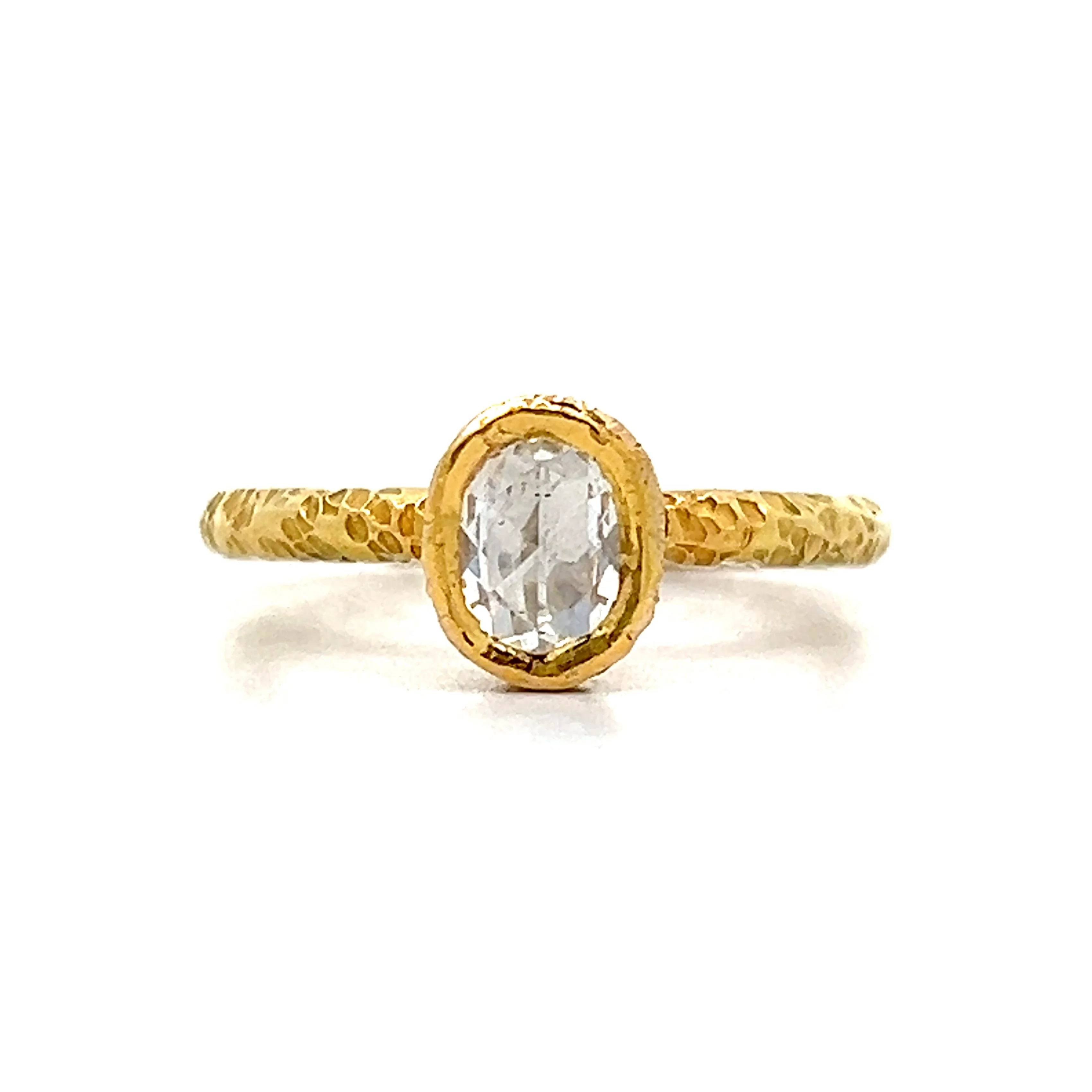 .48 Oval Rose Cut Diamond Stacking Ring in 24k