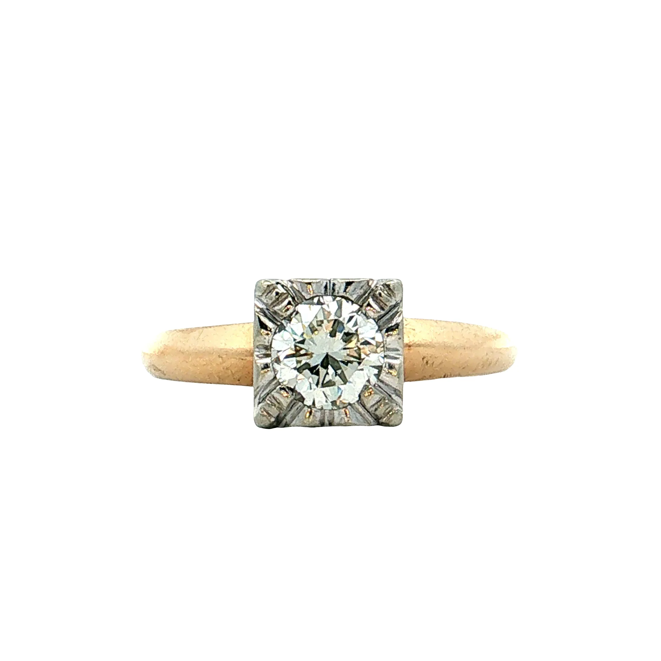 .48 Vintage Retro Diamond Engagement Ring 14k