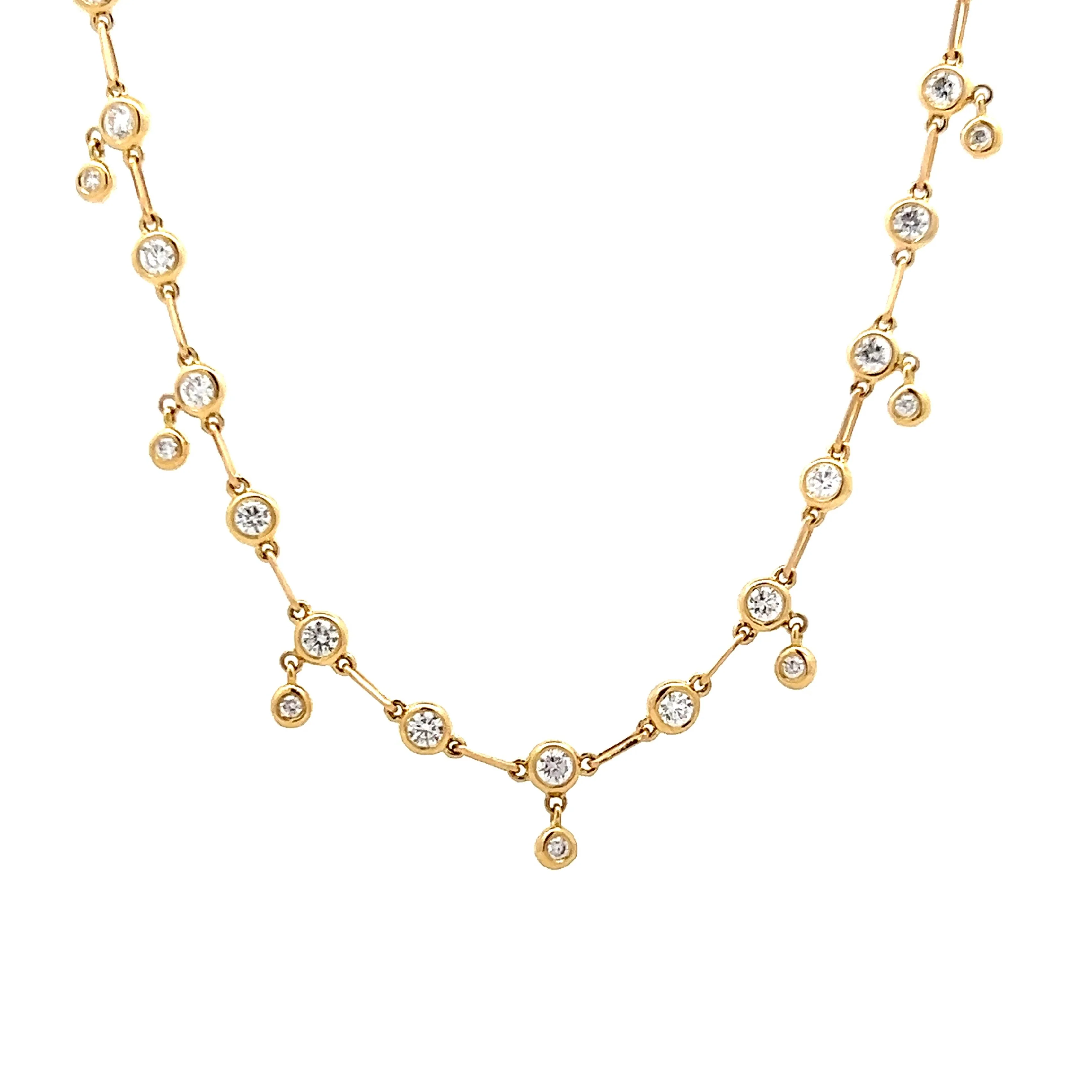 .49 Bezel Diamond Drop Necklace in 18k Yellow Gold