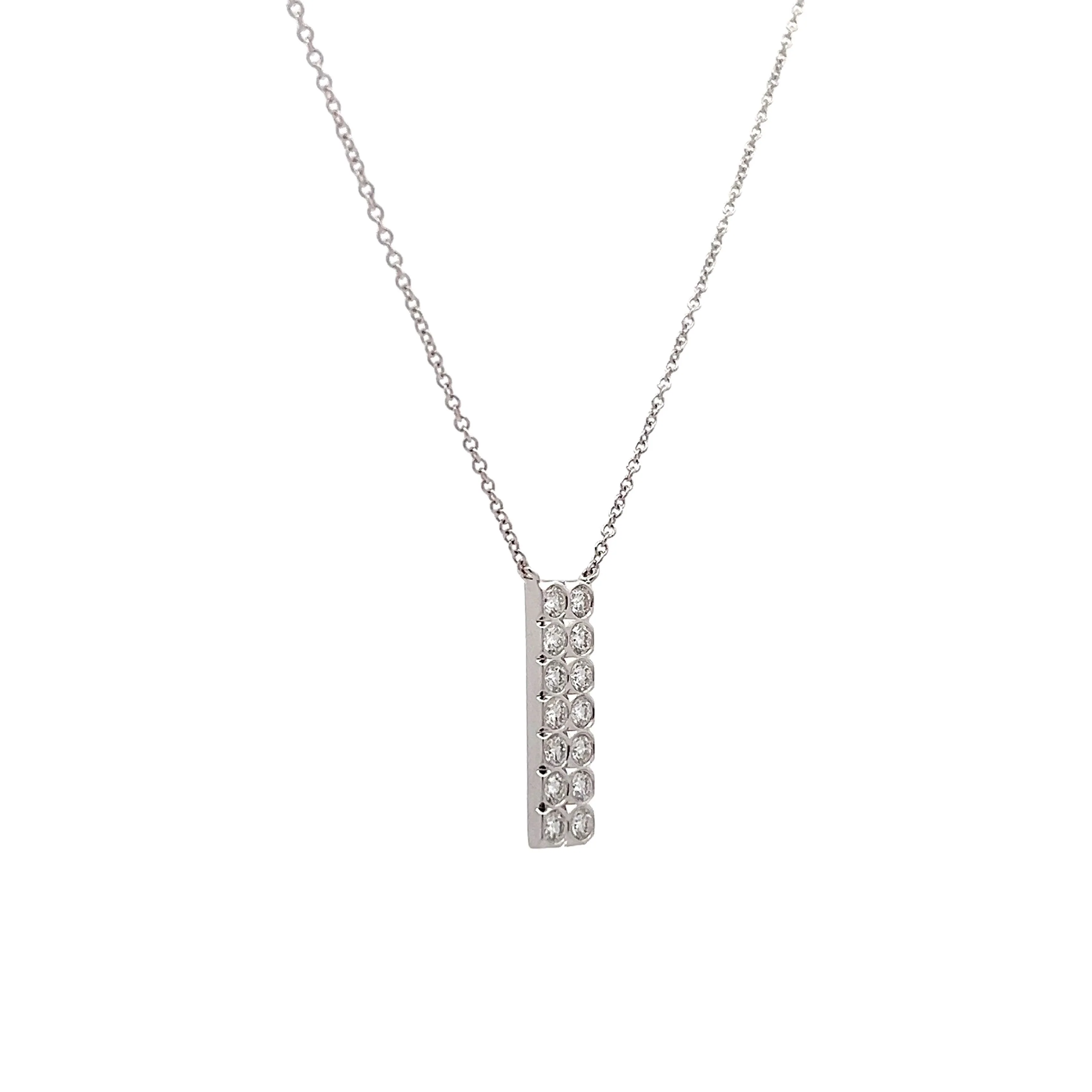 .49 Diamond Bar Pendant Necklace in 18k White Gold - Image 3