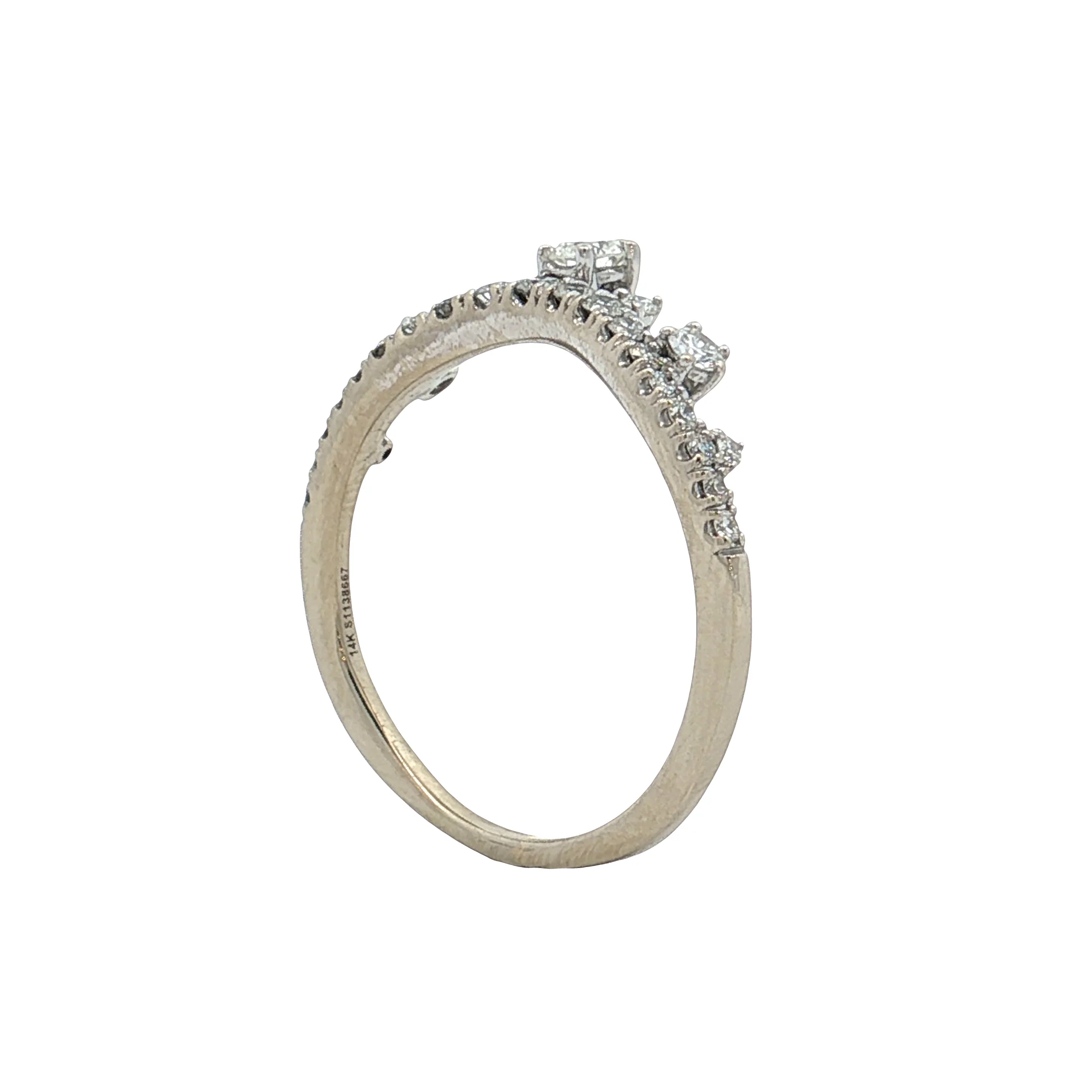 .49 Diamond Tiara Wedding Band 14k White Gold - Image 5