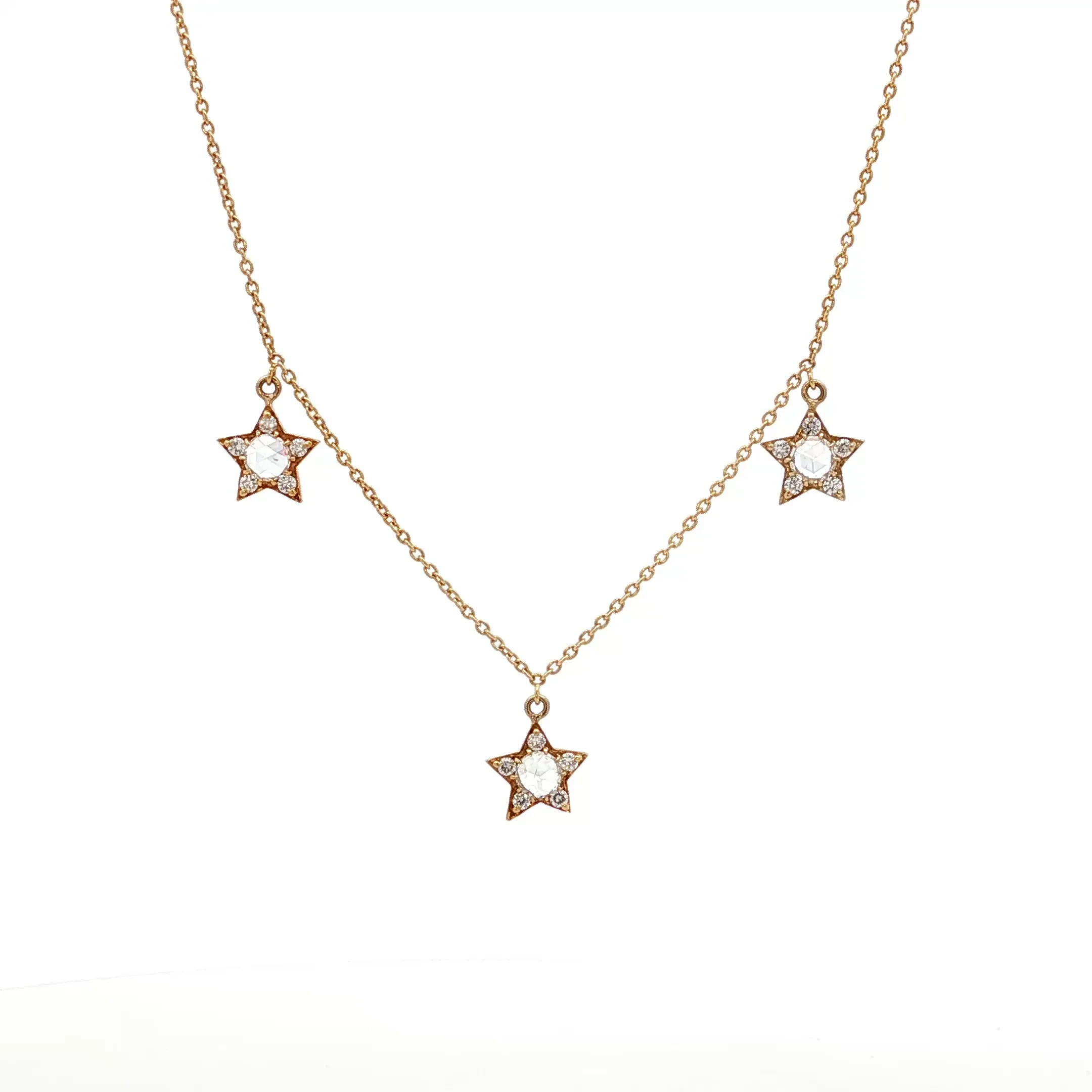 .49 Rose Cut Diamond Necklace in 18k Yellow Gold