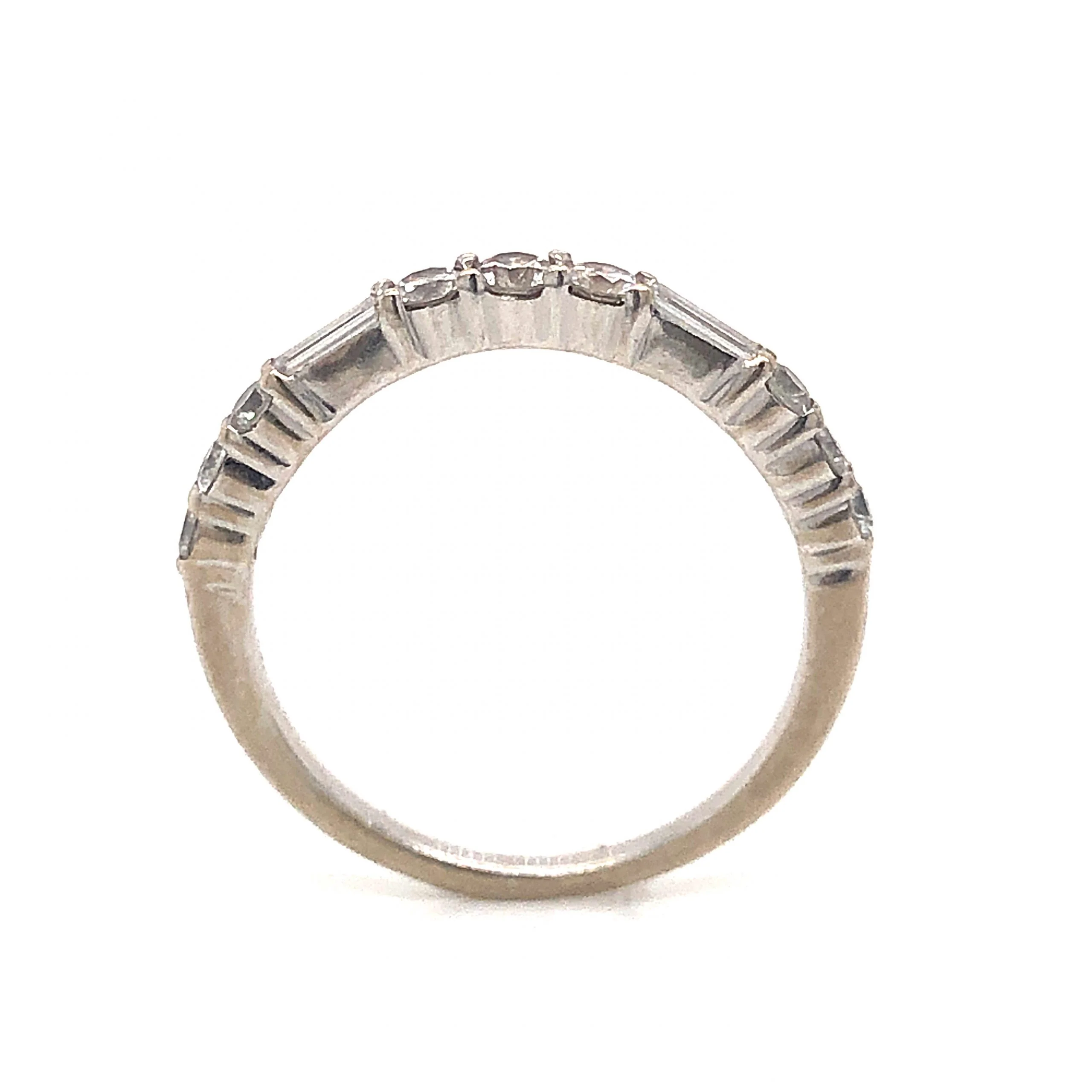 .49 Round & Baguette Cut Diamond Wedding Band in 14k White Gold - Image 4