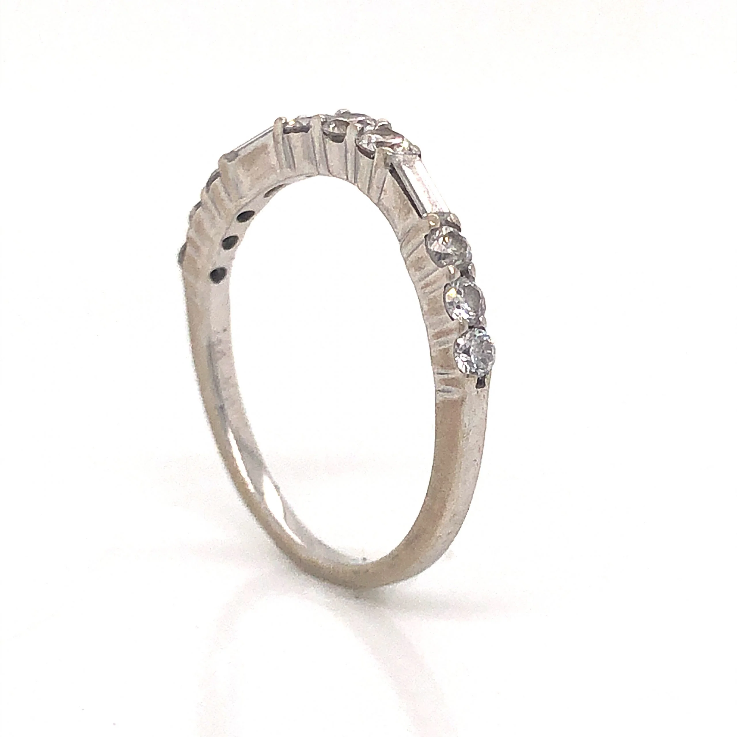 .49 Round & Baguette Cut Diamond Wedding Band in 14k White Gold - Image 5