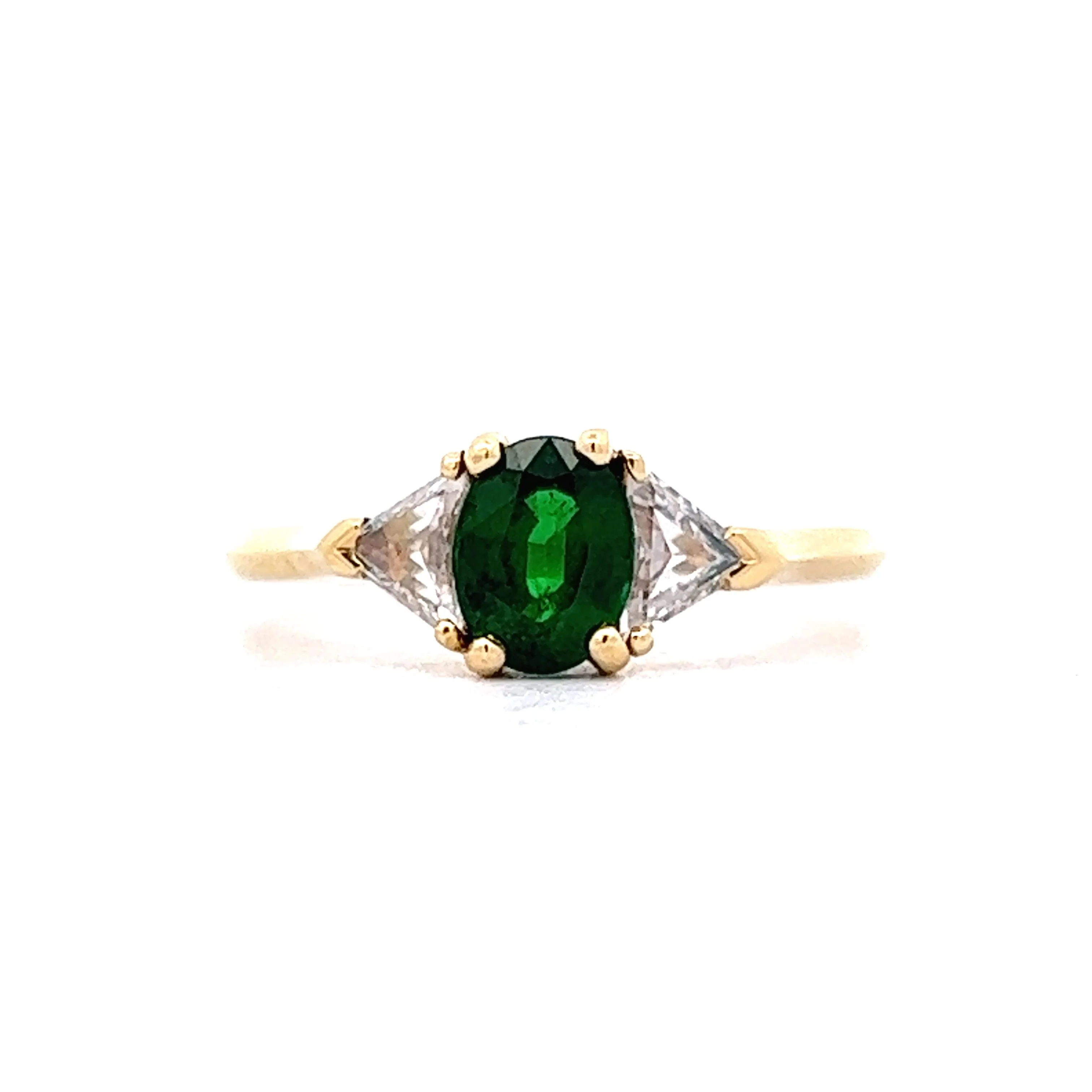 .49 Tsavorite Garnet Three Stone Engagement Ring