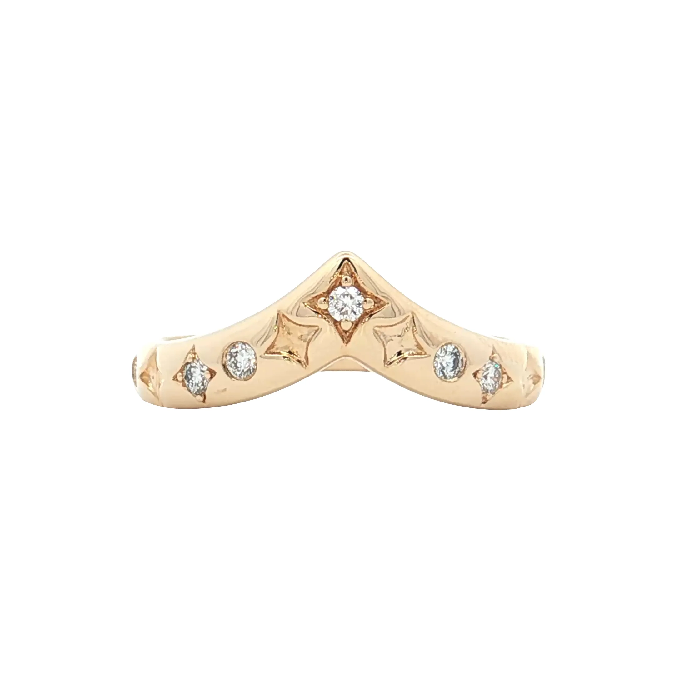 .49 V Shaped Diamond Contour Wedding Band 14k