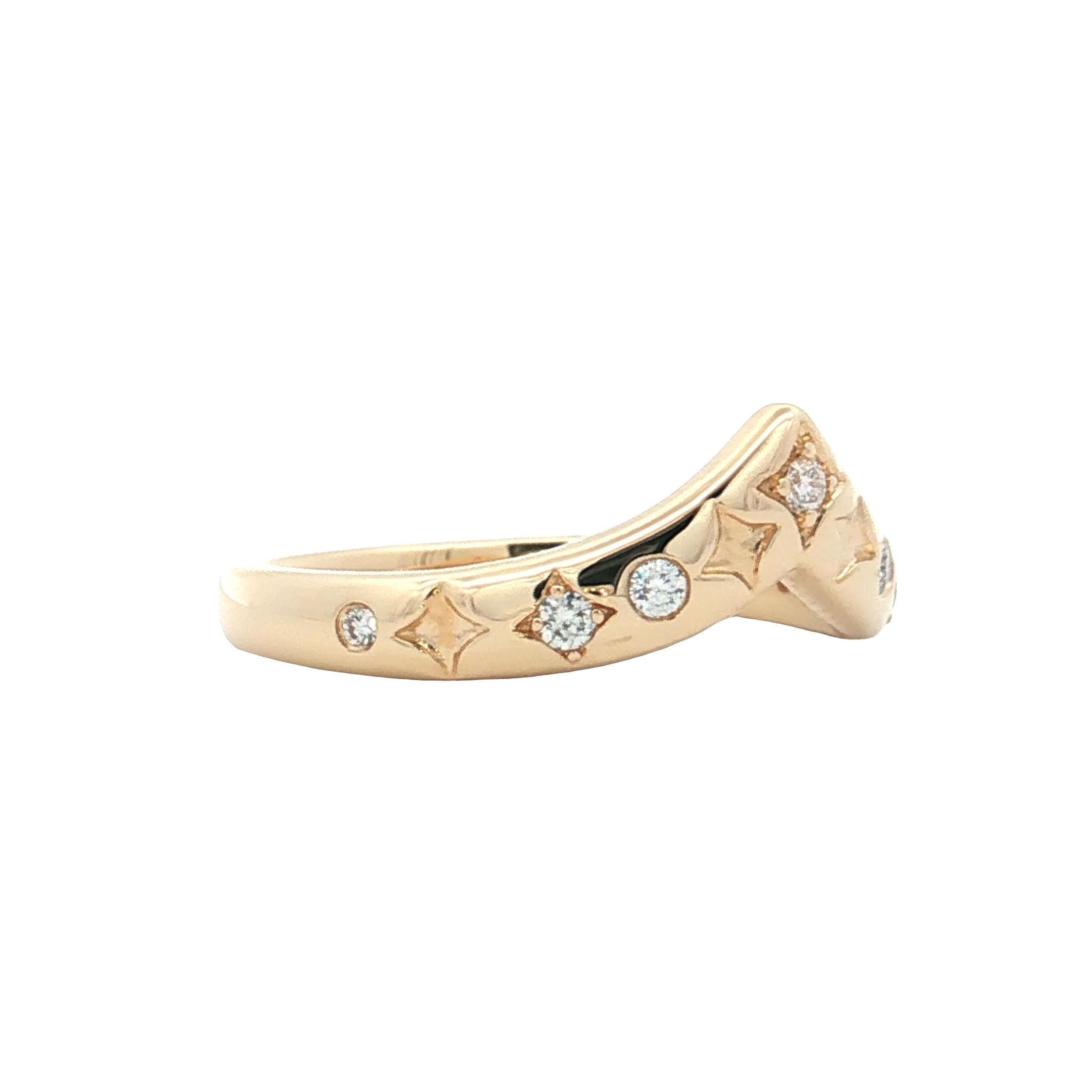 .49 V Shaped Diamond Contour Wedding Band 14k - Image 3