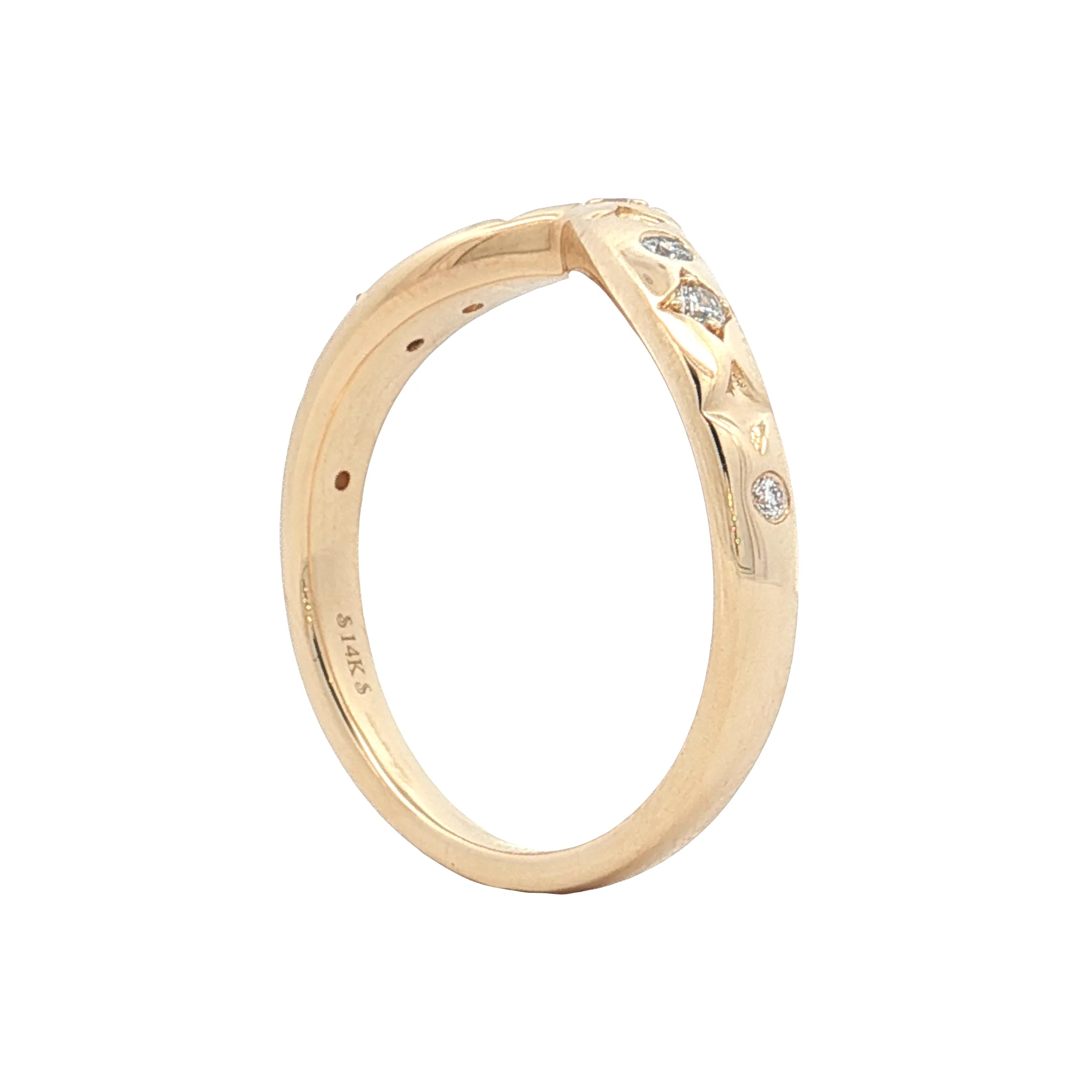 .49 V Shaped Diamond Contour Wedding Band 14k - Image 5