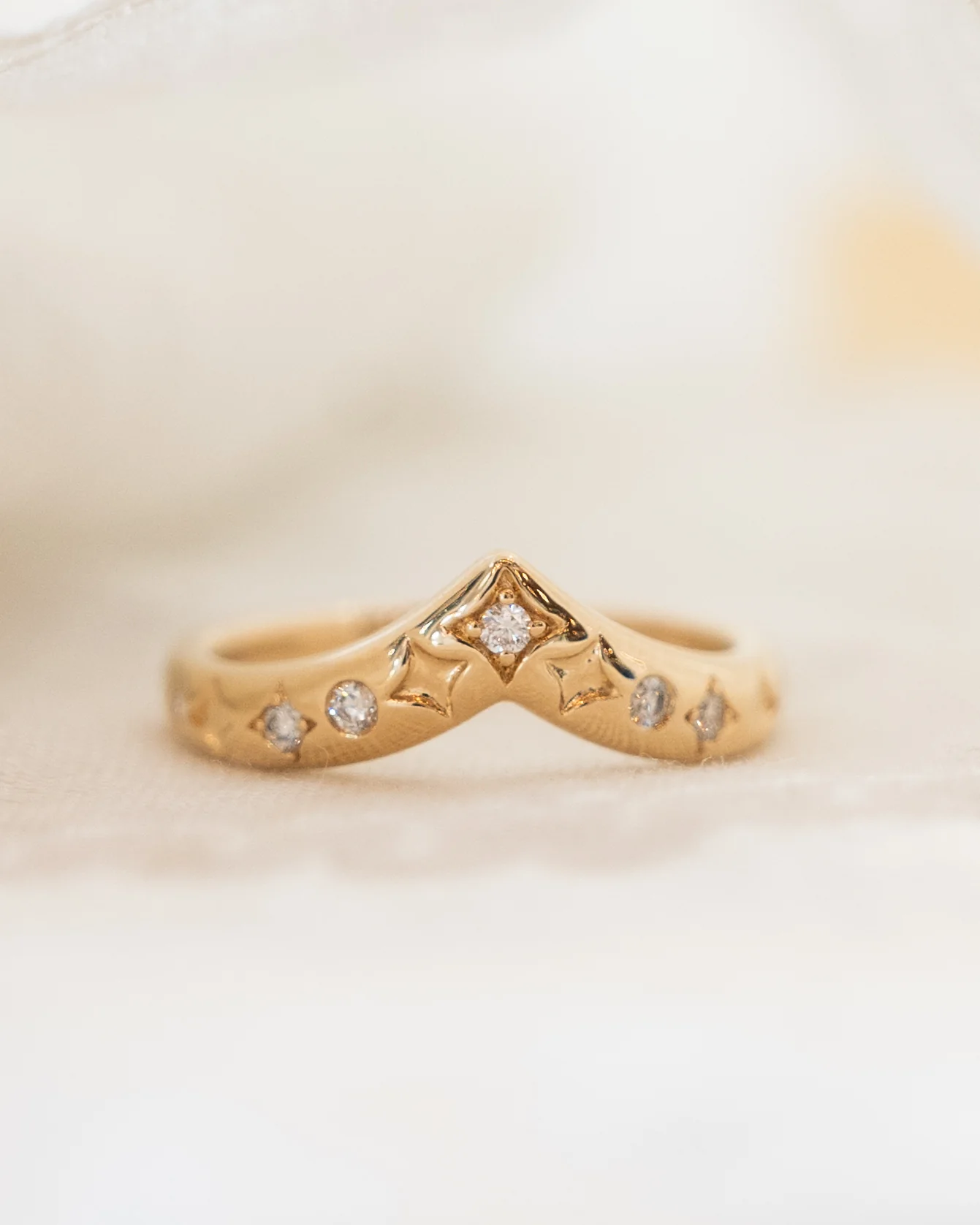 .49 V Shaped Diamond Contour Wedding Band 14k - Image 6
