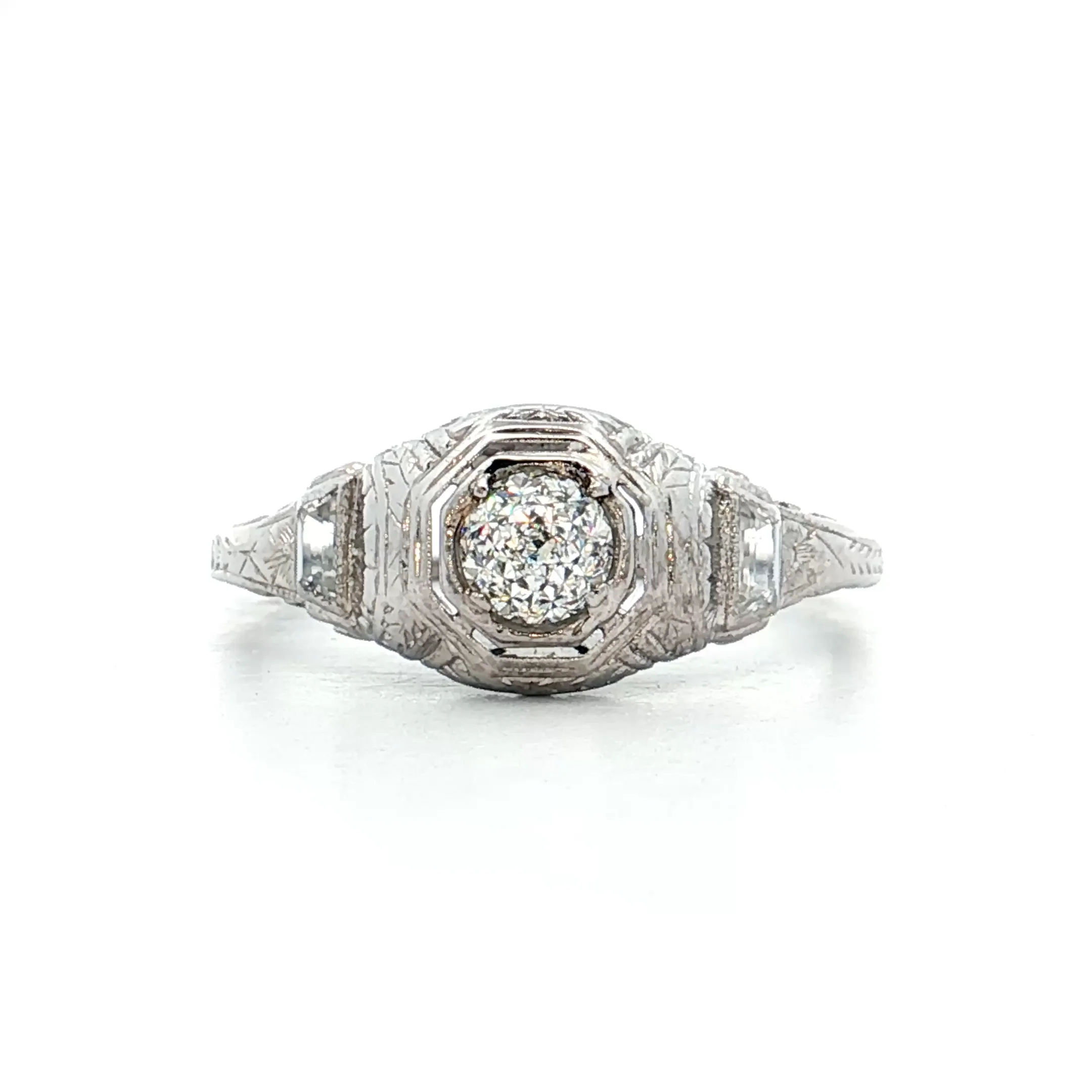 .49 Vintage Novelty Cut Diamond Engagement Ring 18k