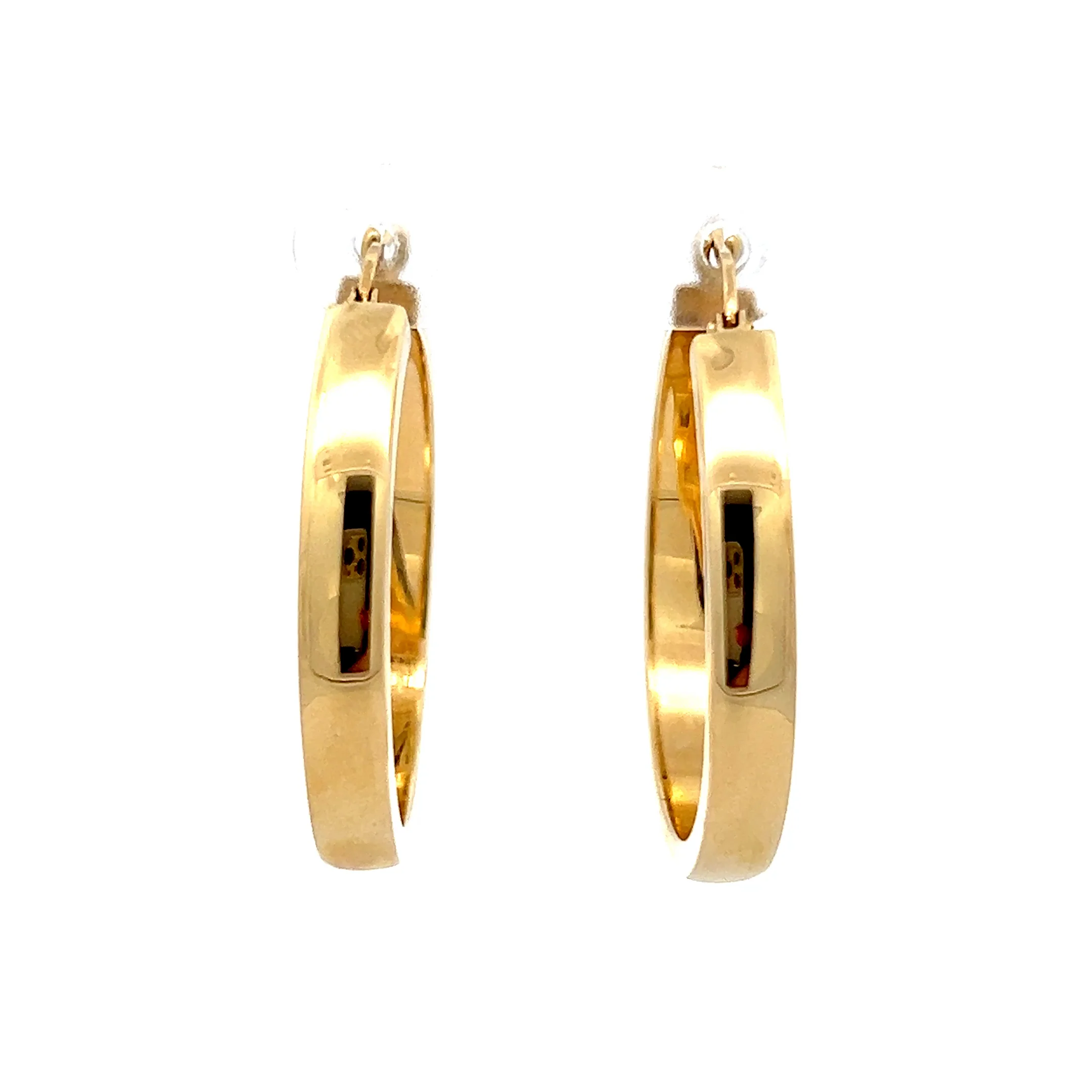 4mm Flat Edge Hoop Earrings in 14k Yellow Gold