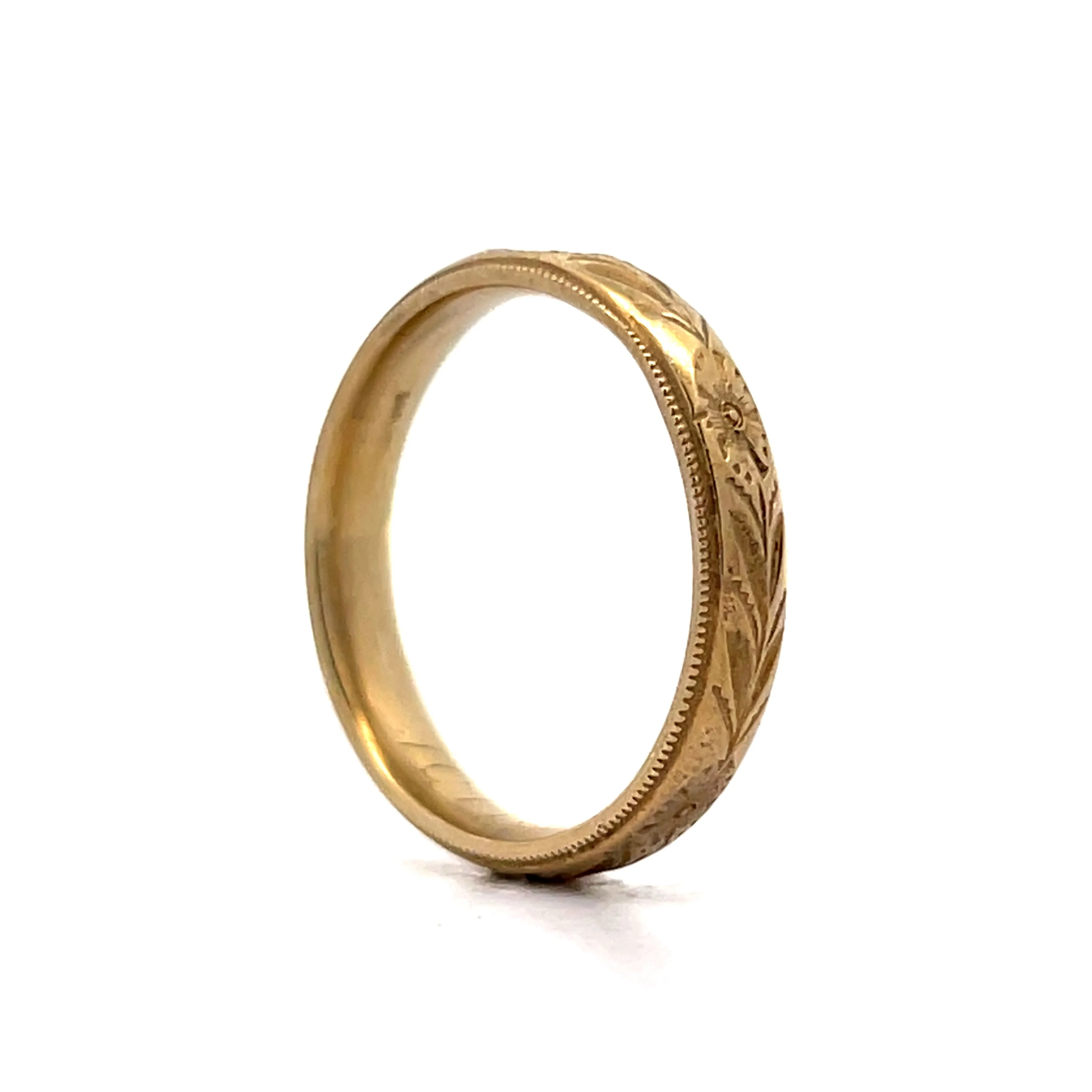 4mm Mens Edwardian Wedding Band in 14k Yellow Gold - Image 5