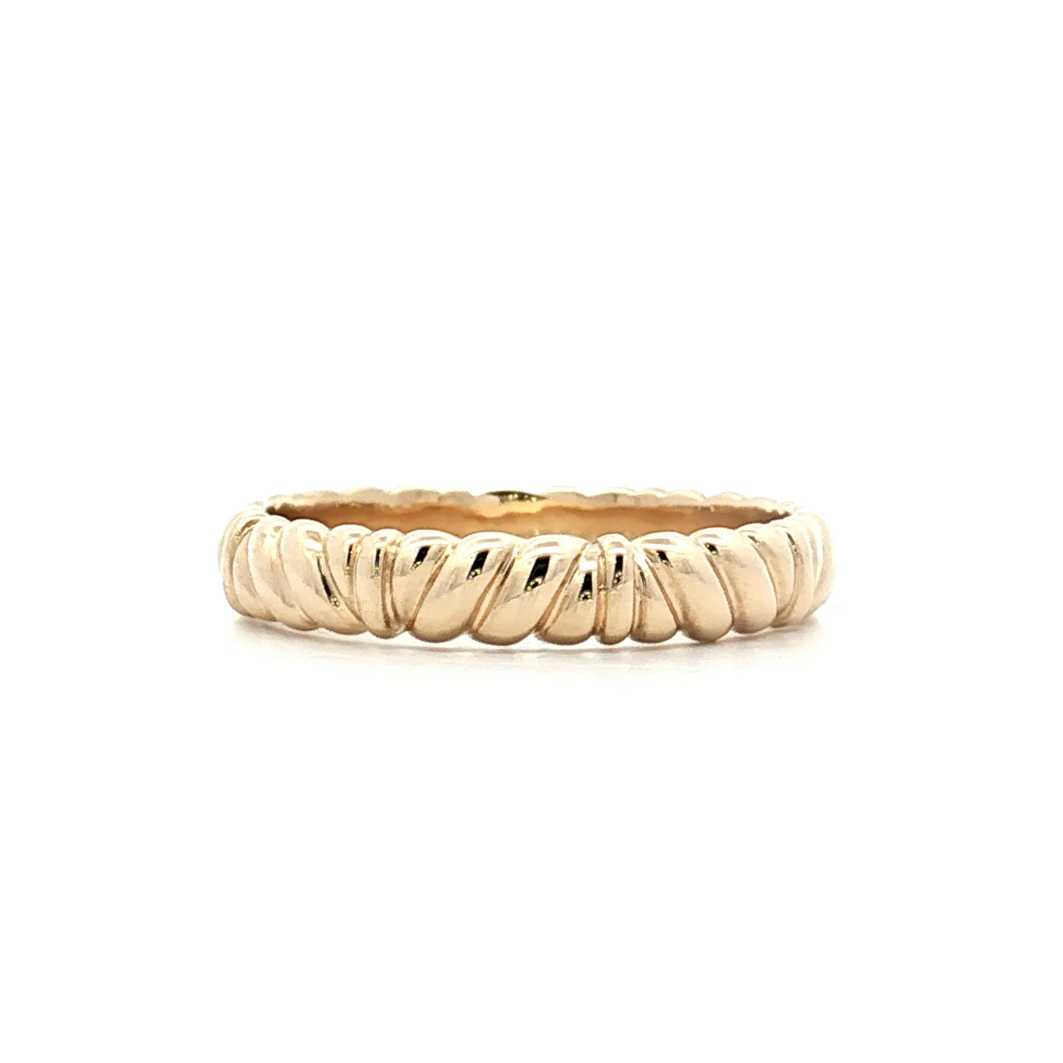 4mm Mens Ridged Rope Wedding Band in 14k