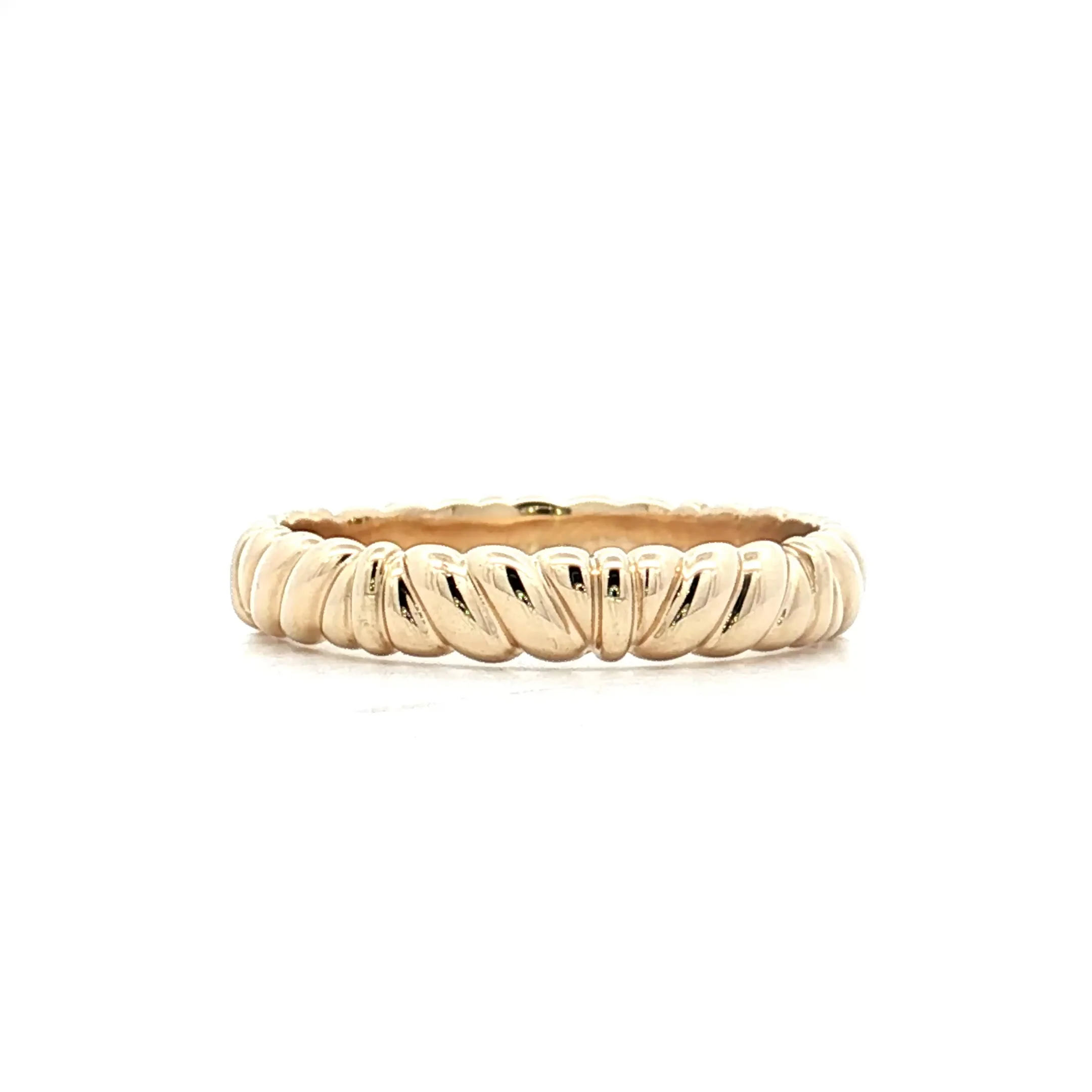 4mm Mens Ridged Rope Wedding Band in 14k - Image 2