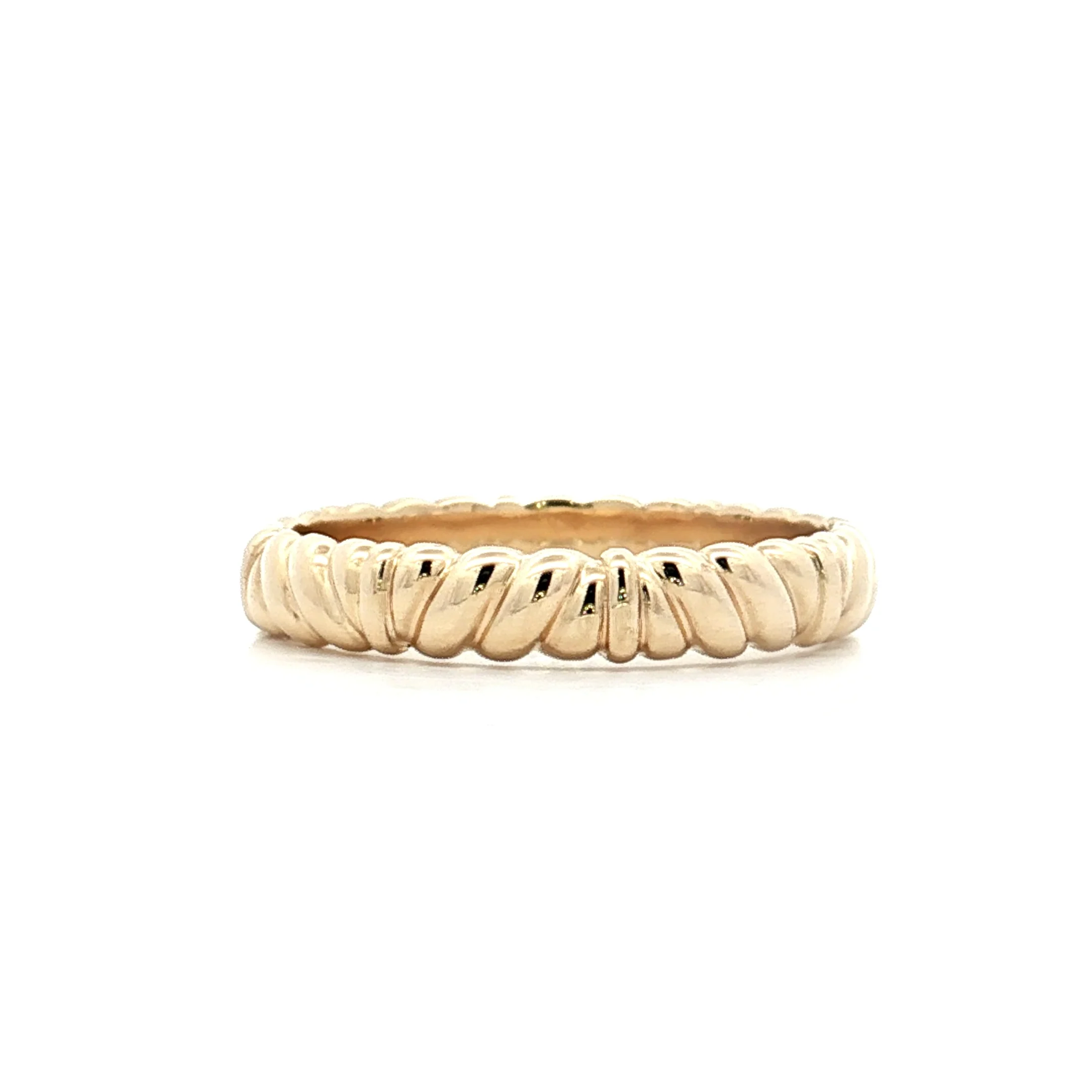 4mm Mens Ridged Rope Wedding Band in 14k - Image 3