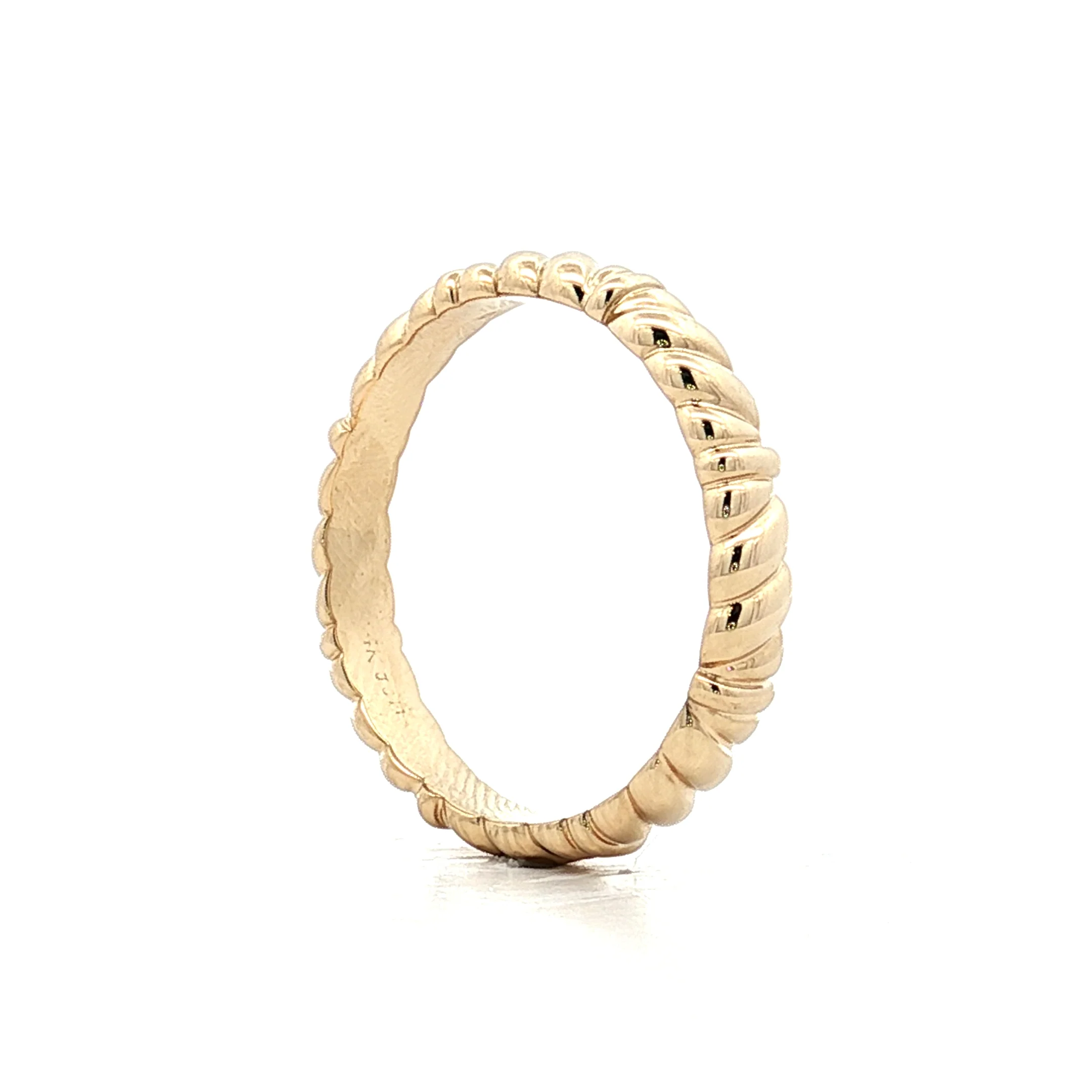 4mm Mens Ridged Rope Wedding Band in 14k - Image 5