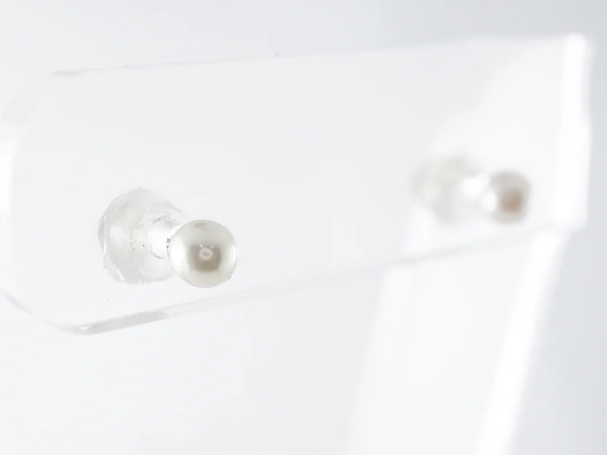 4mm Pearl Earrings in 14k White Gold - Image 4