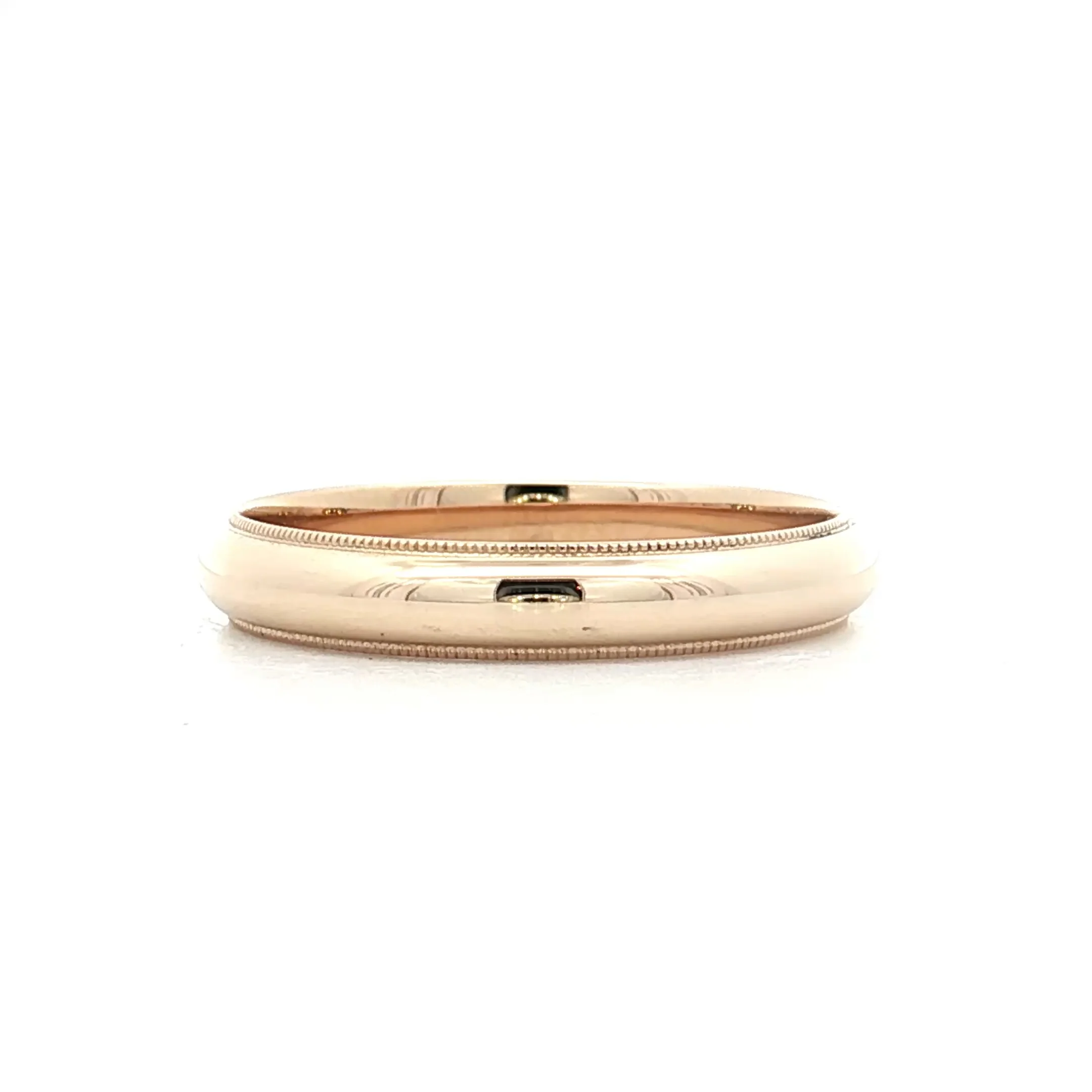 4mm Stepped Edge Milgrain Wedding Band 14k Yellow Gold