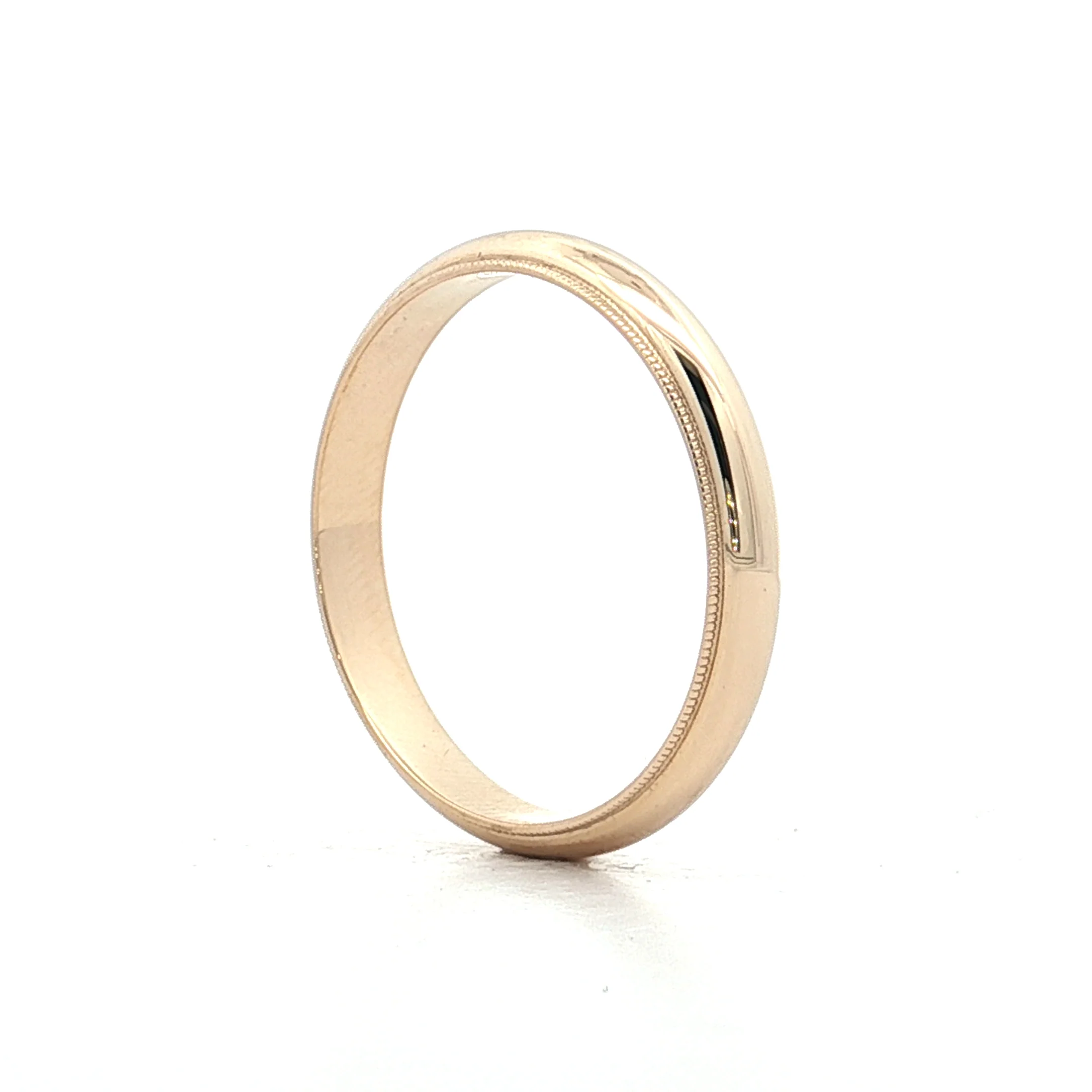 4mm Stepped Edge Milgrain Wedding Band 14k Yellow Gold - Image 5