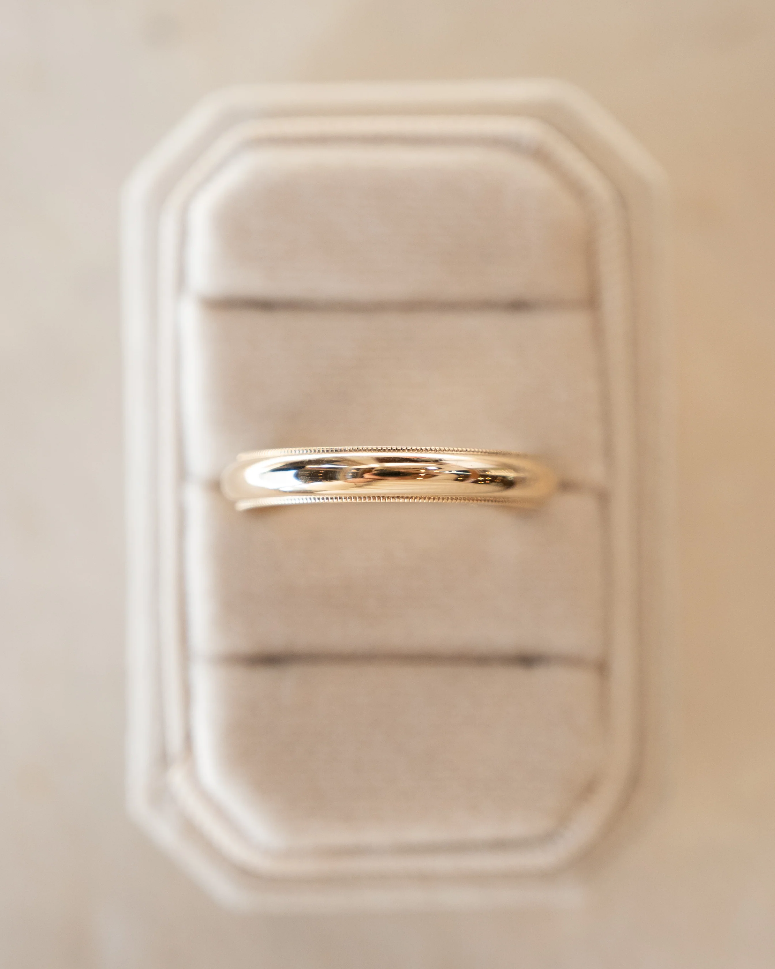 4mm Stepped Edge Milgrain Wedding Band 14k Yellow Gold - Image 6