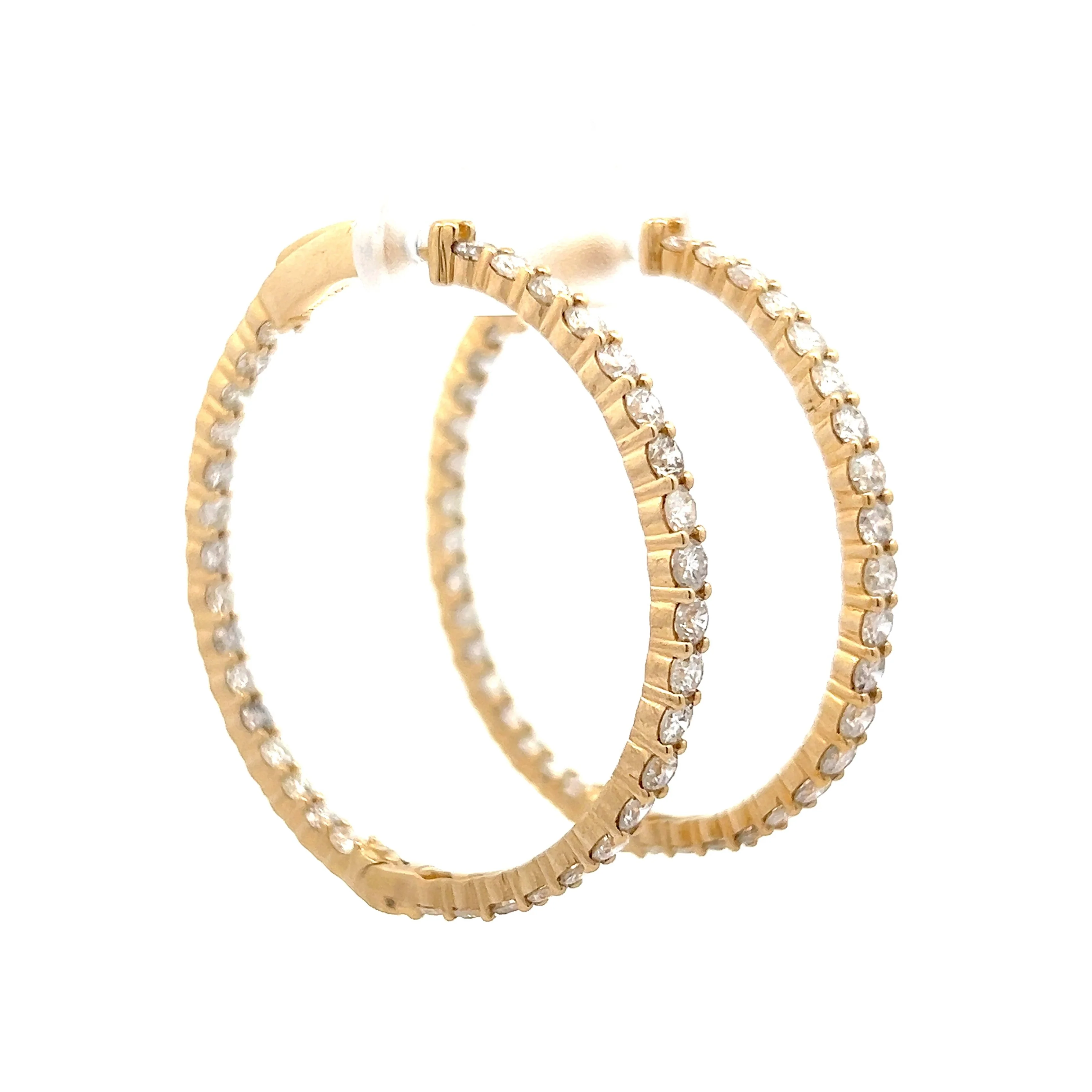 5.00 Inside-Out Diamond Hoop Earrings in 14k Yellow Gold - Image 3