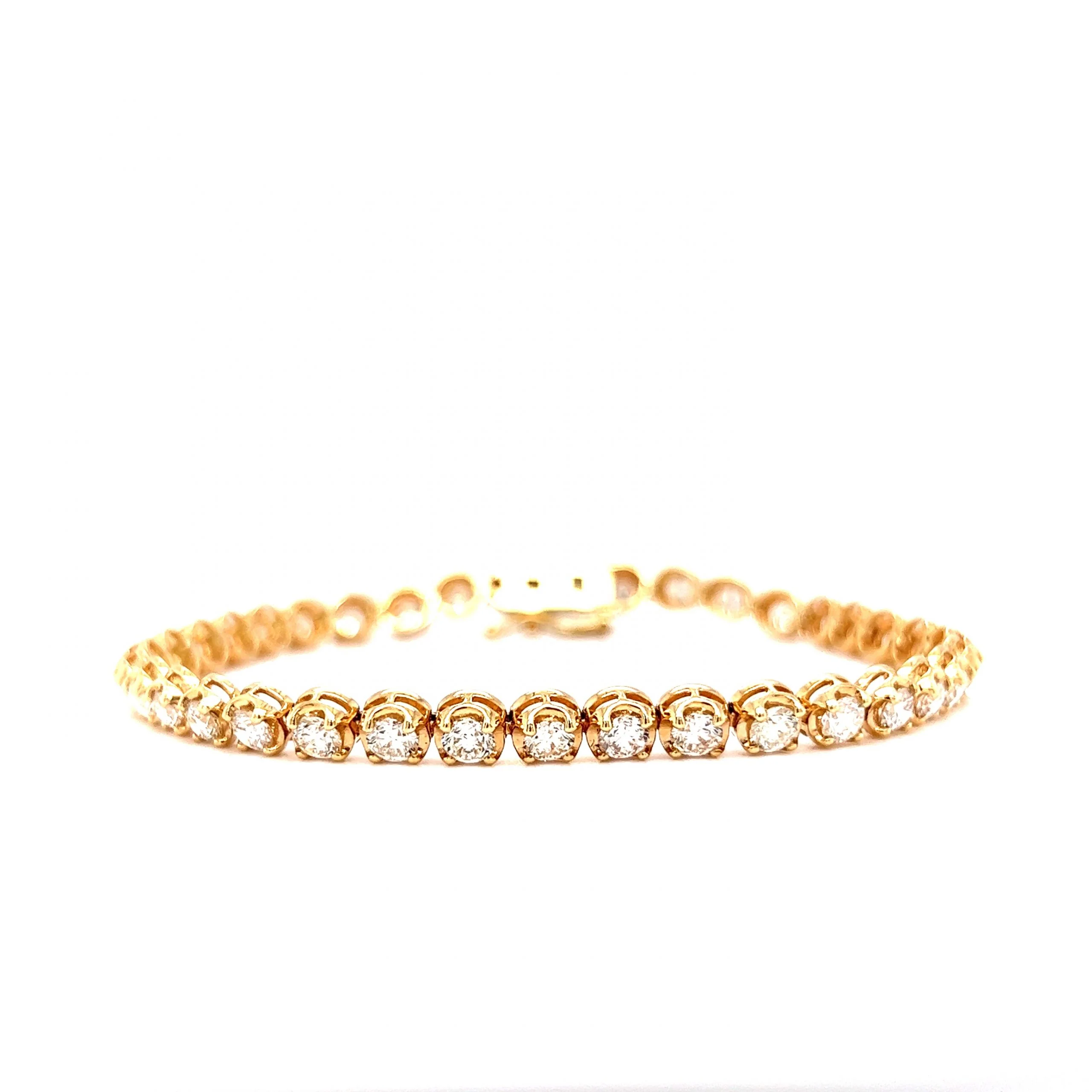 5.00 Round Brilliant Diamond Tennis Bracelet in 14k Yellow Gold
