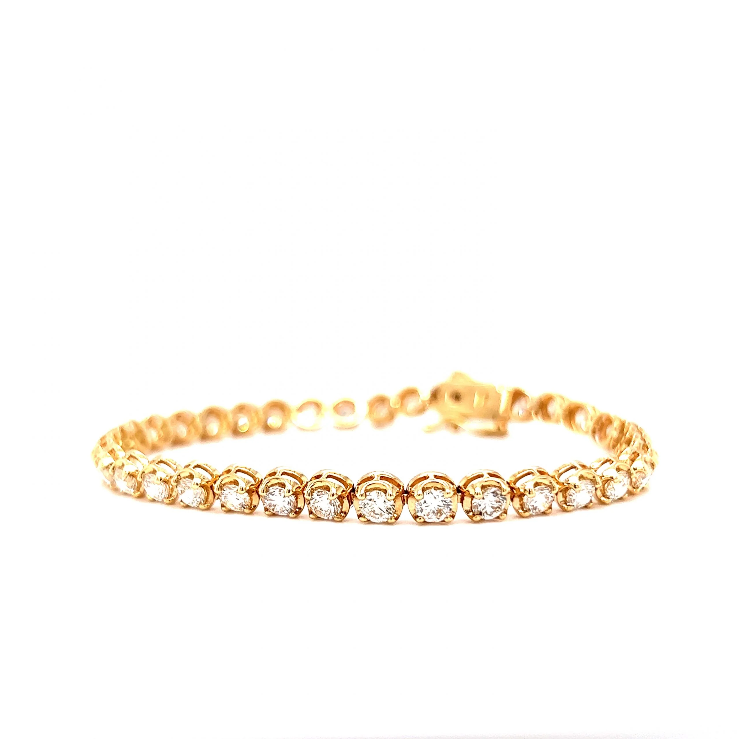 5.00 Round Brilliant Diamond Tennis Bracelet in 14k Yellow Gold - Image 2