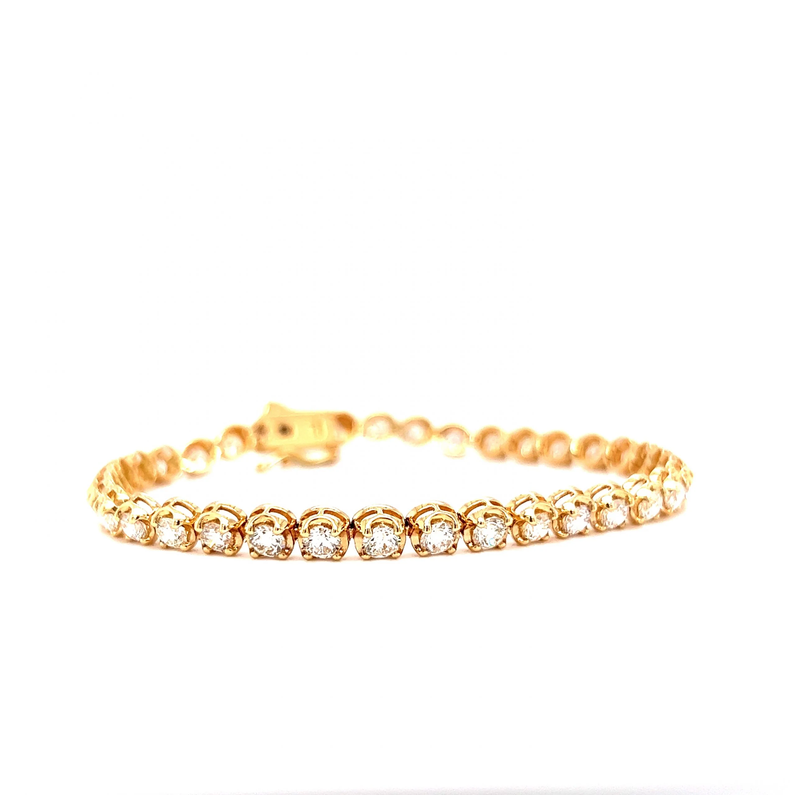 5.00 Round Brilliant Diamond Tennis Bracelet in 14k Yellow Gold - Image 3