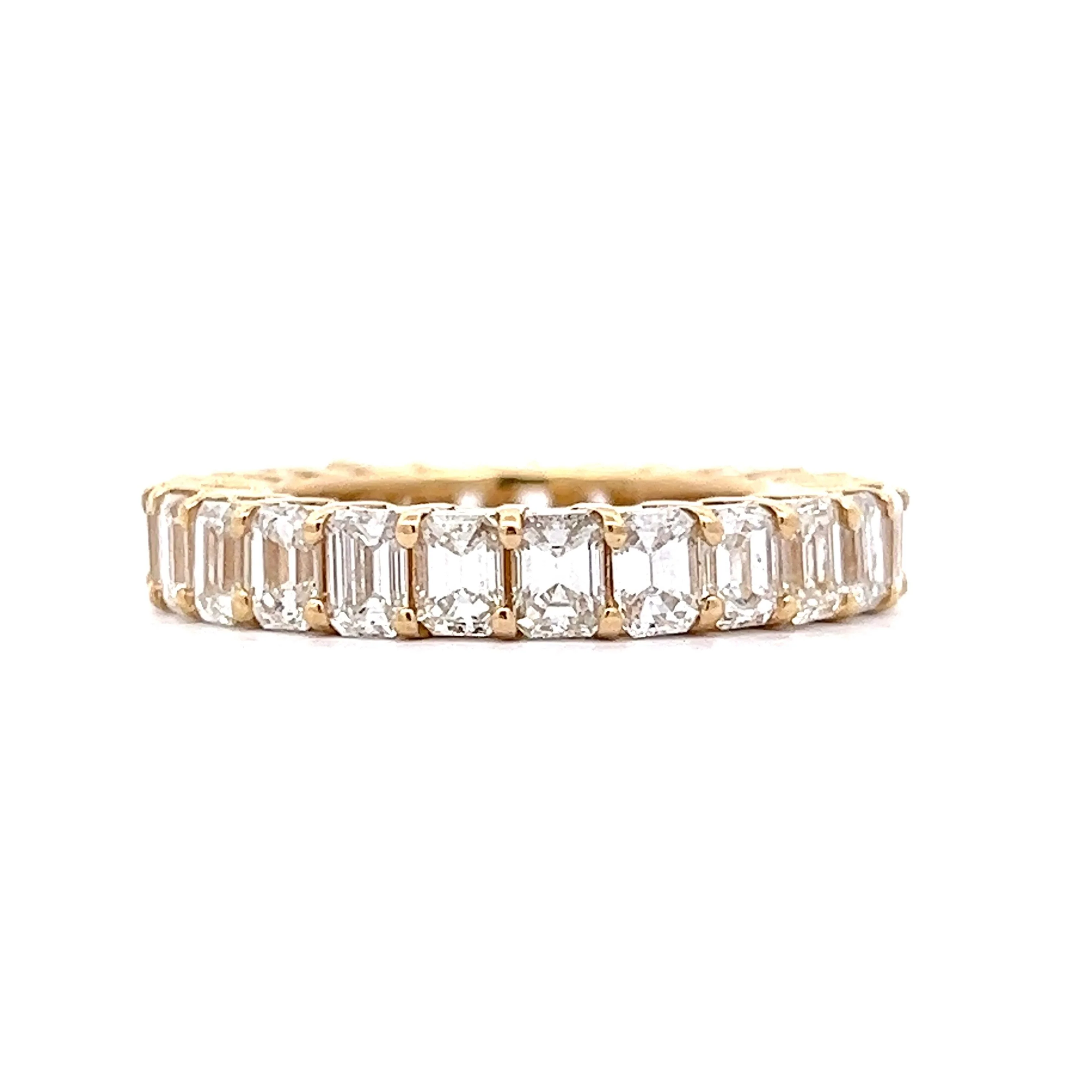 5.00 Emerald Cut Diamond Eternity Band in 18k Yellow Gold - Image 2