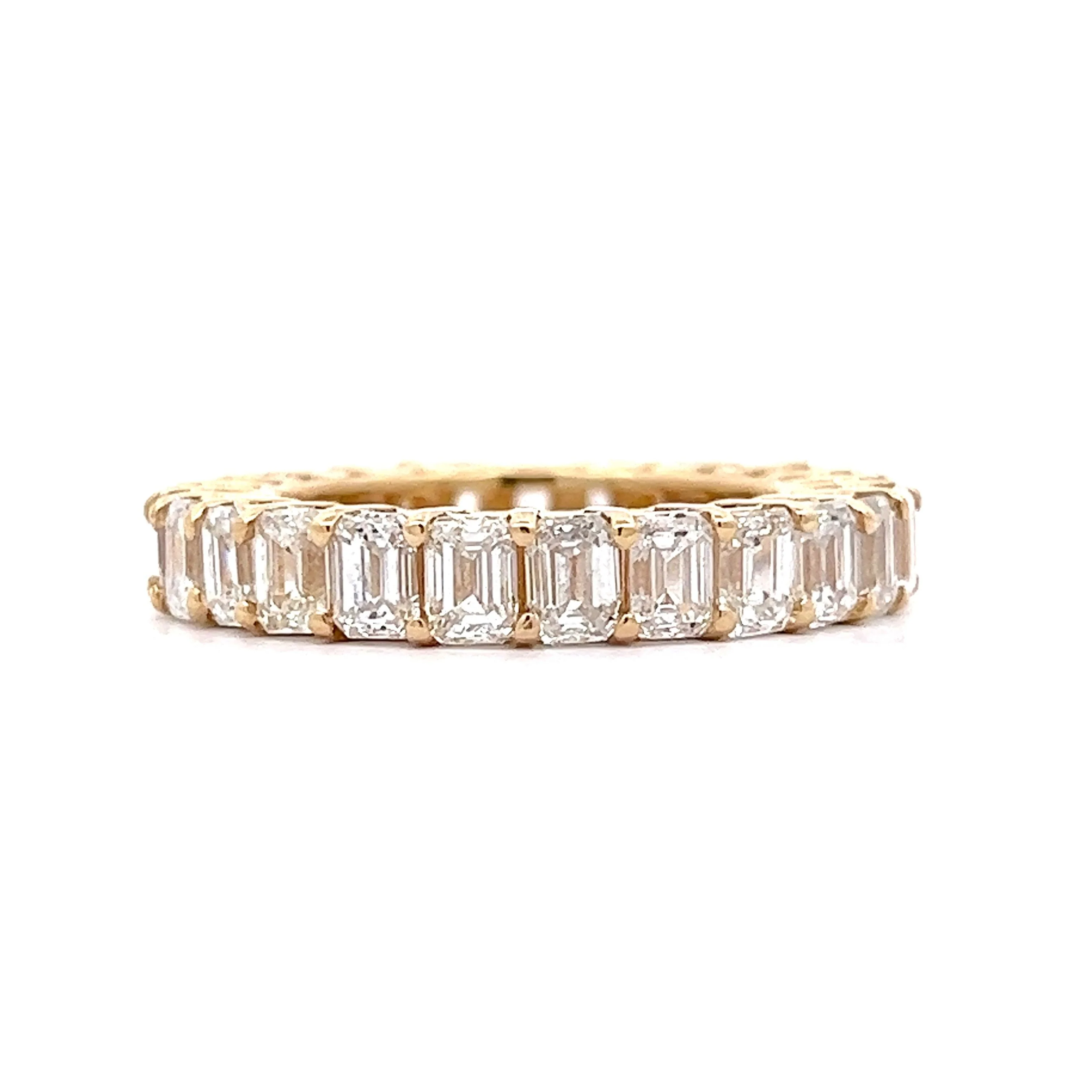 5.00 Emerald Cut Diamond Eternity Band in 18k Yellow Gold - Image 3