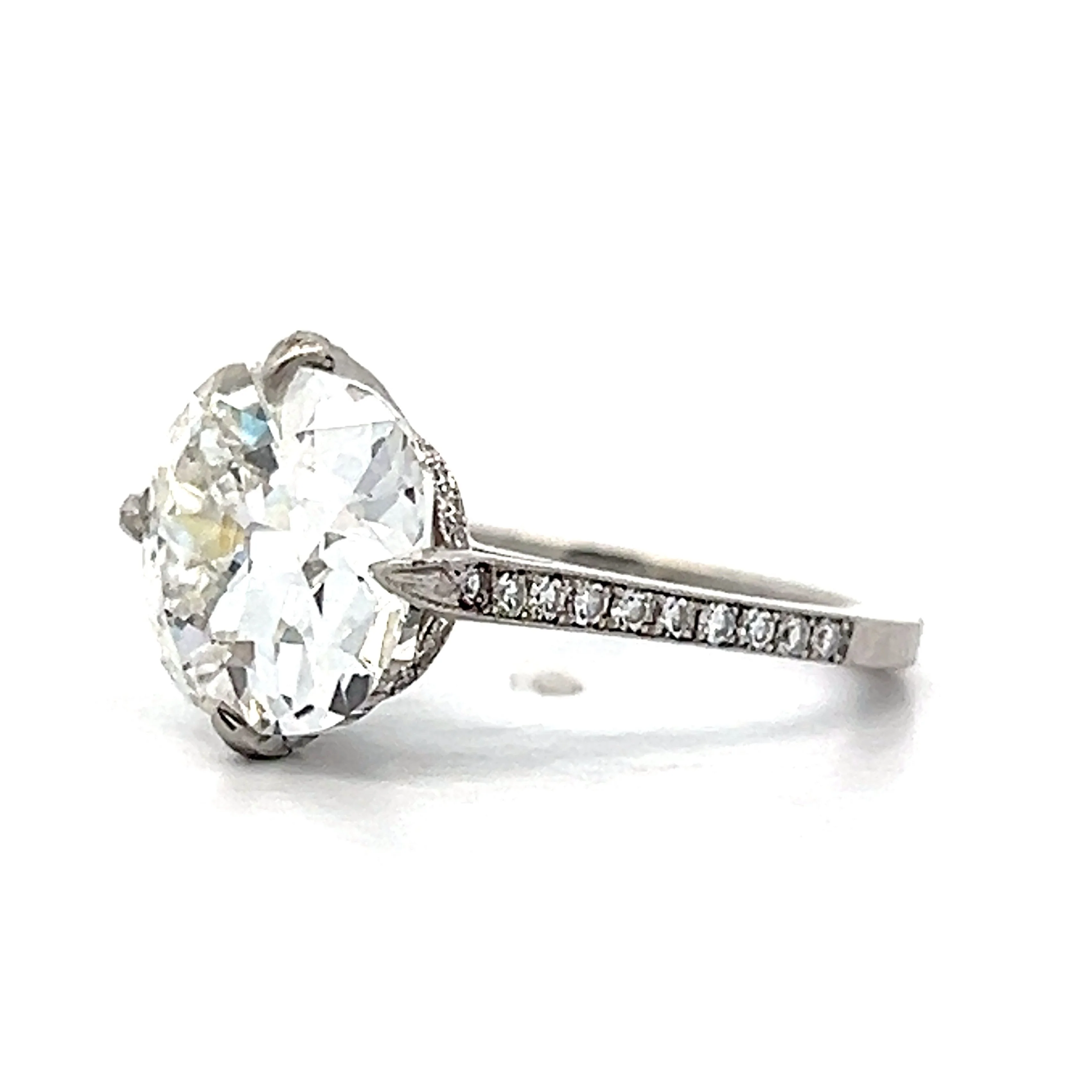 5.01 Antique Cushion Cut Diamond Engagement Ring in Platinum - Image 2