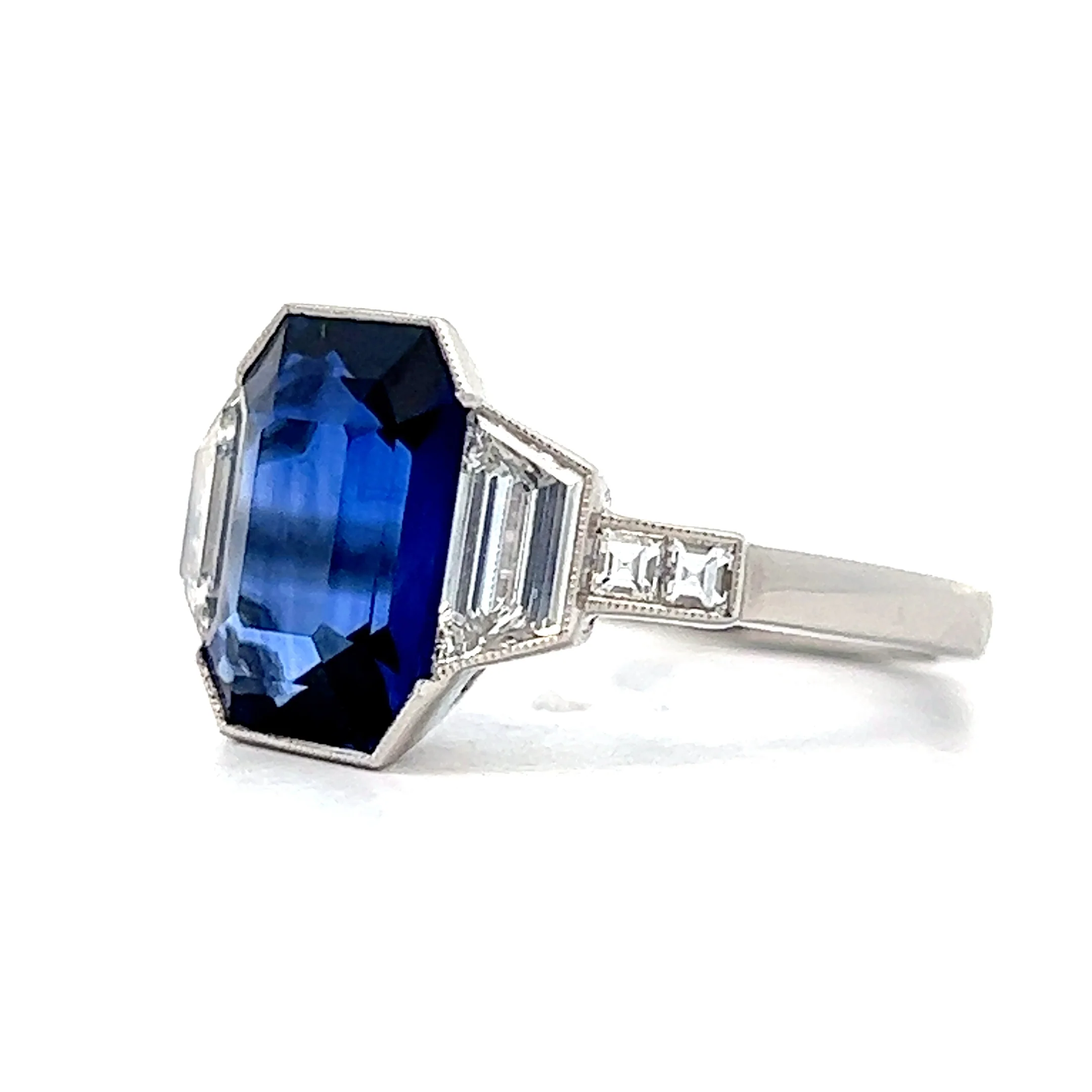 5.01 Blue Sapphire Engagement Ring in Platinum - Image 2