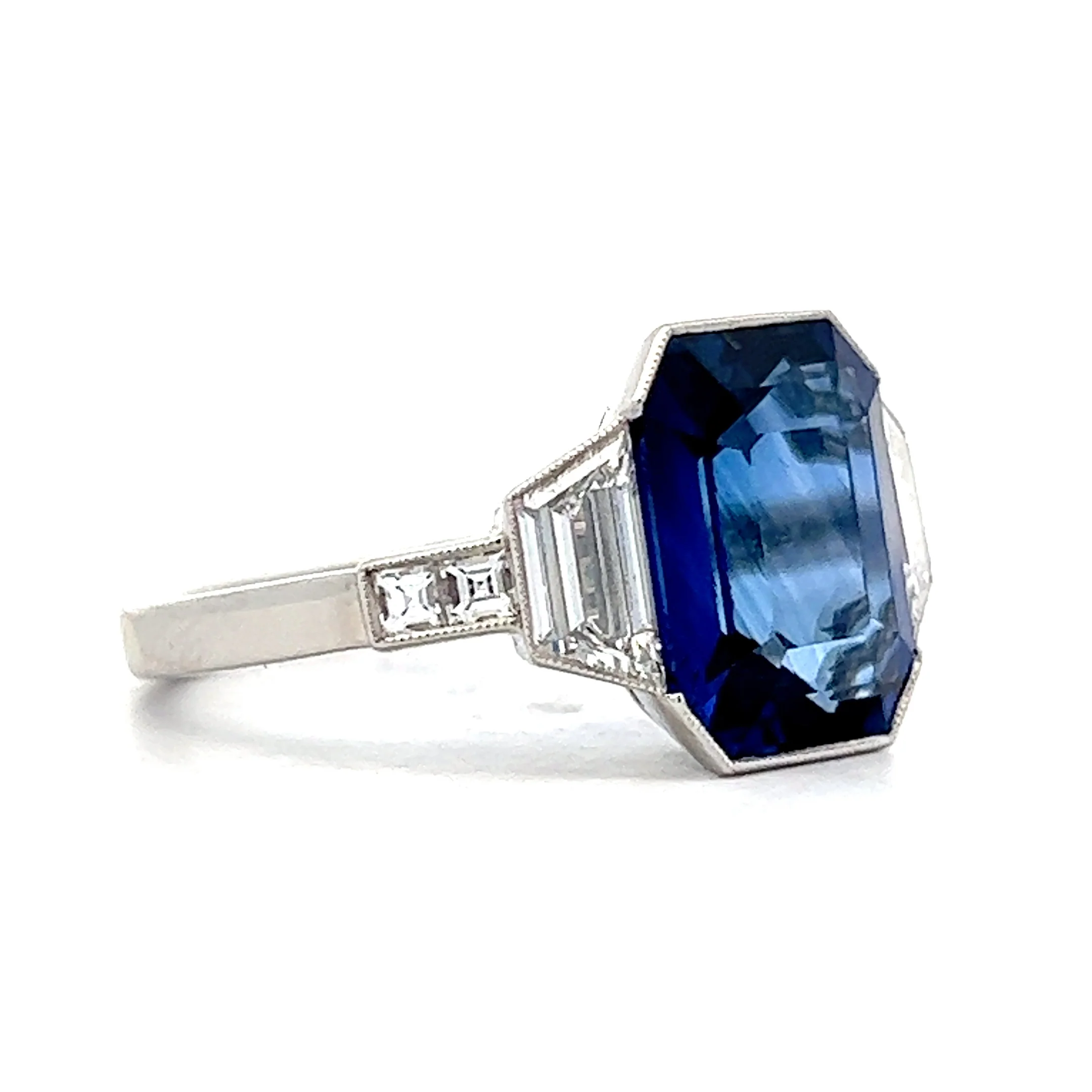 5.01 Blue Sapphire Engagement Ring in Platinum - Image 3