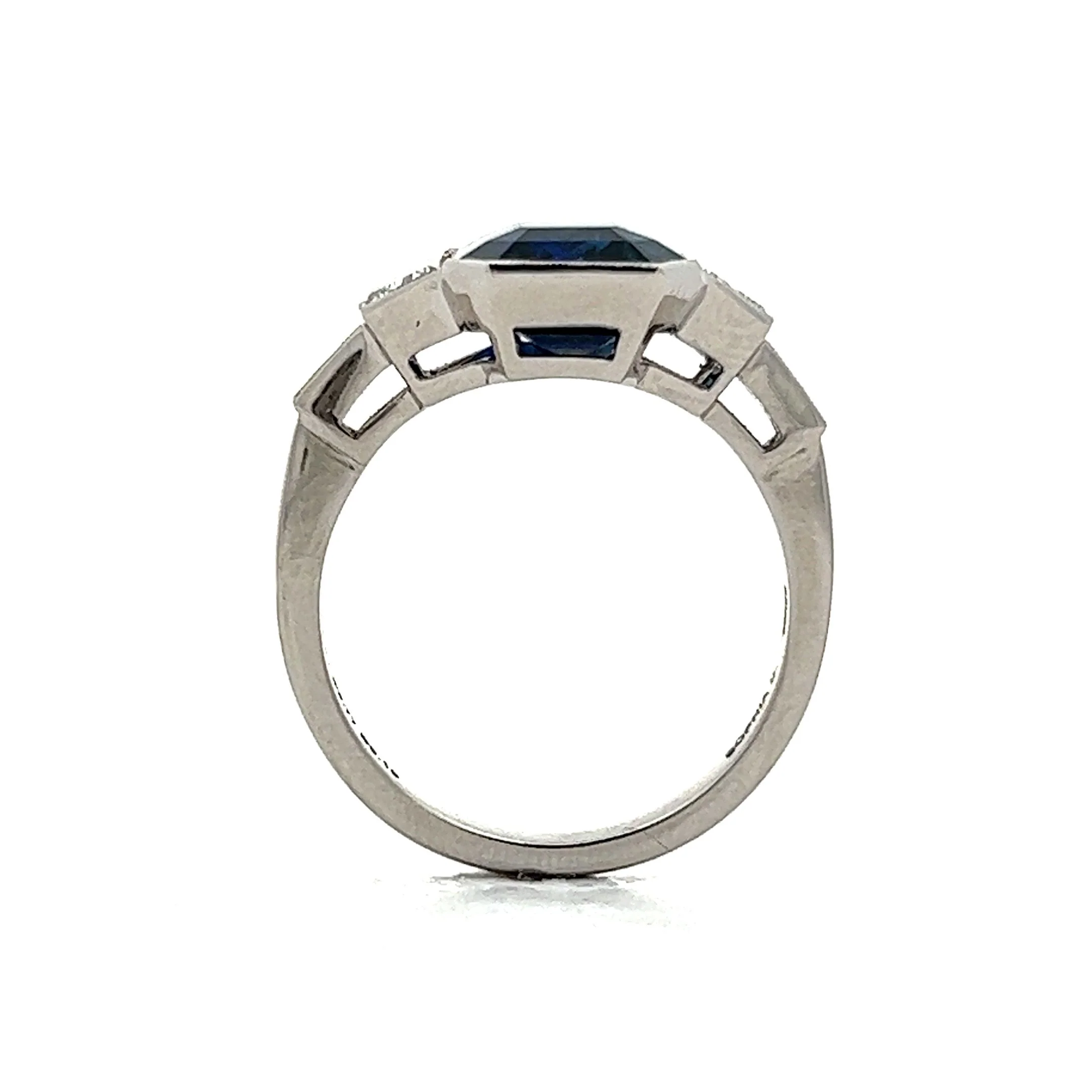 5.01 Blue Sapphire Engagement Ring in Platinum - Image 4