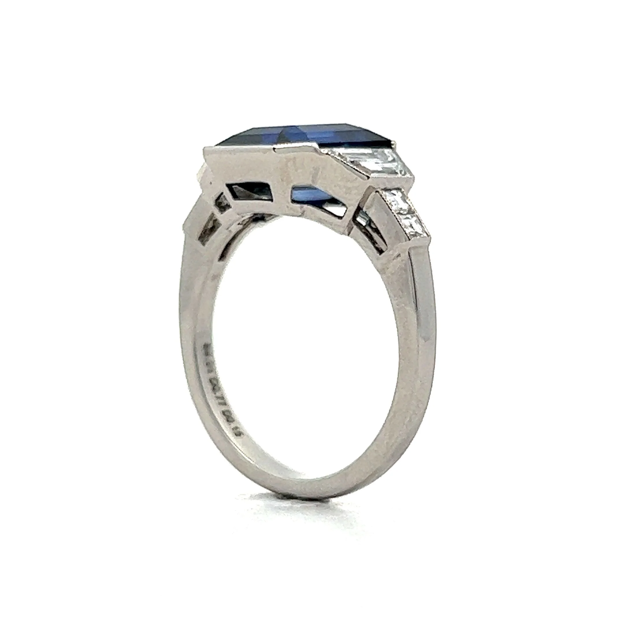 5.01 Blue Sapphire Engagement Ring in Platinum - Image 5