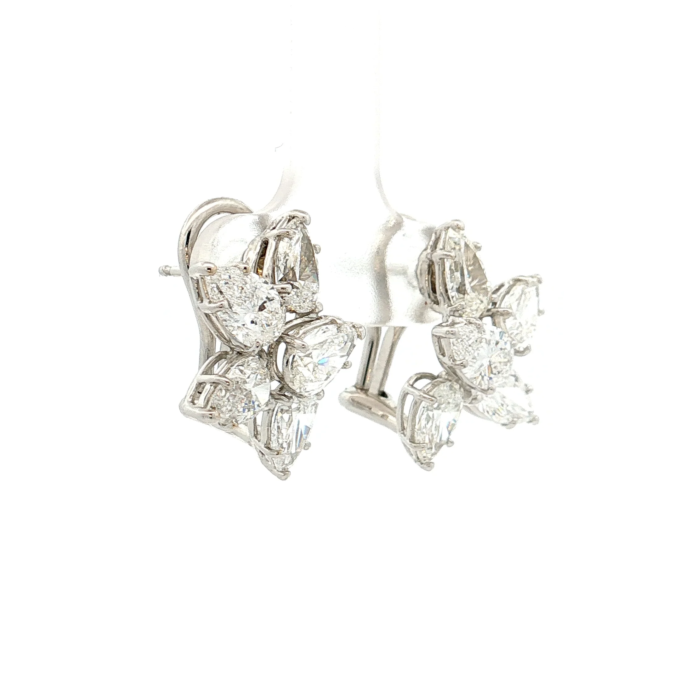 5.02 Pear Diamond Cluster Stud Earrings 18k White Gold - Image 3