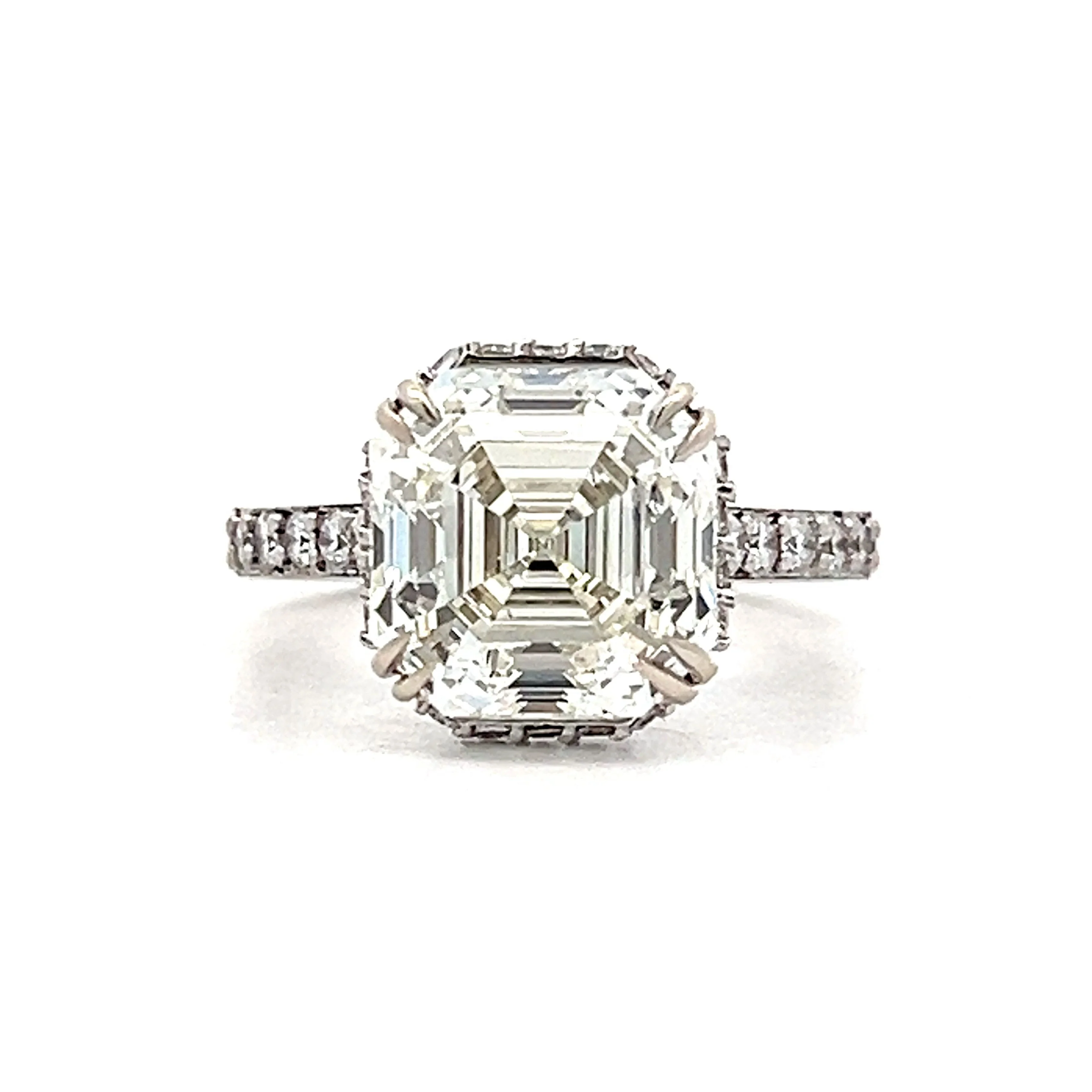 5.04 Asscher Cut Diamond Engagement Ring in White Gold