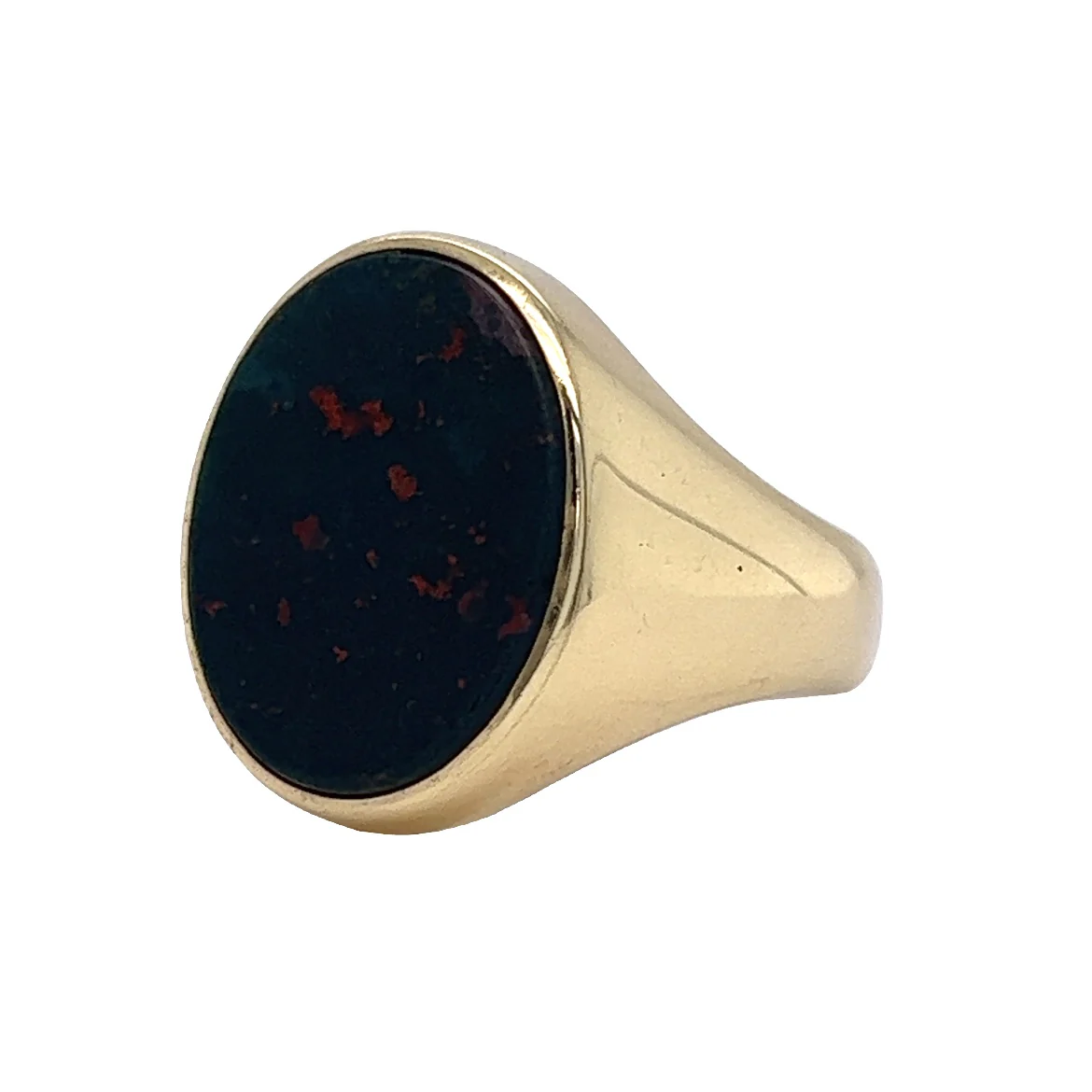 Vintage 5.05 Cabochon Blood Stone Ring in 14k Yellow Gold - Image 2