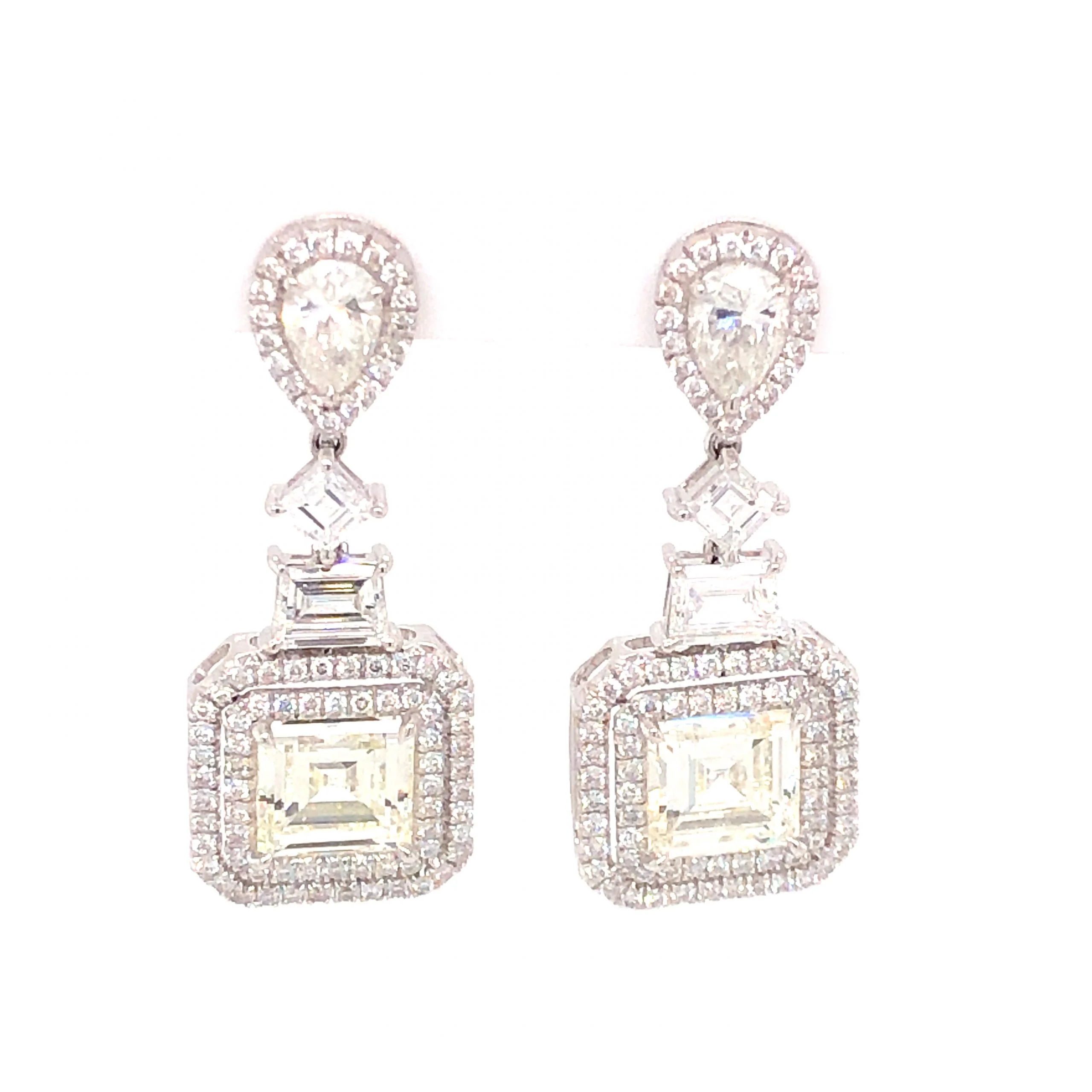 5.14 Asscher Diamond Drop Earrings in Platinum