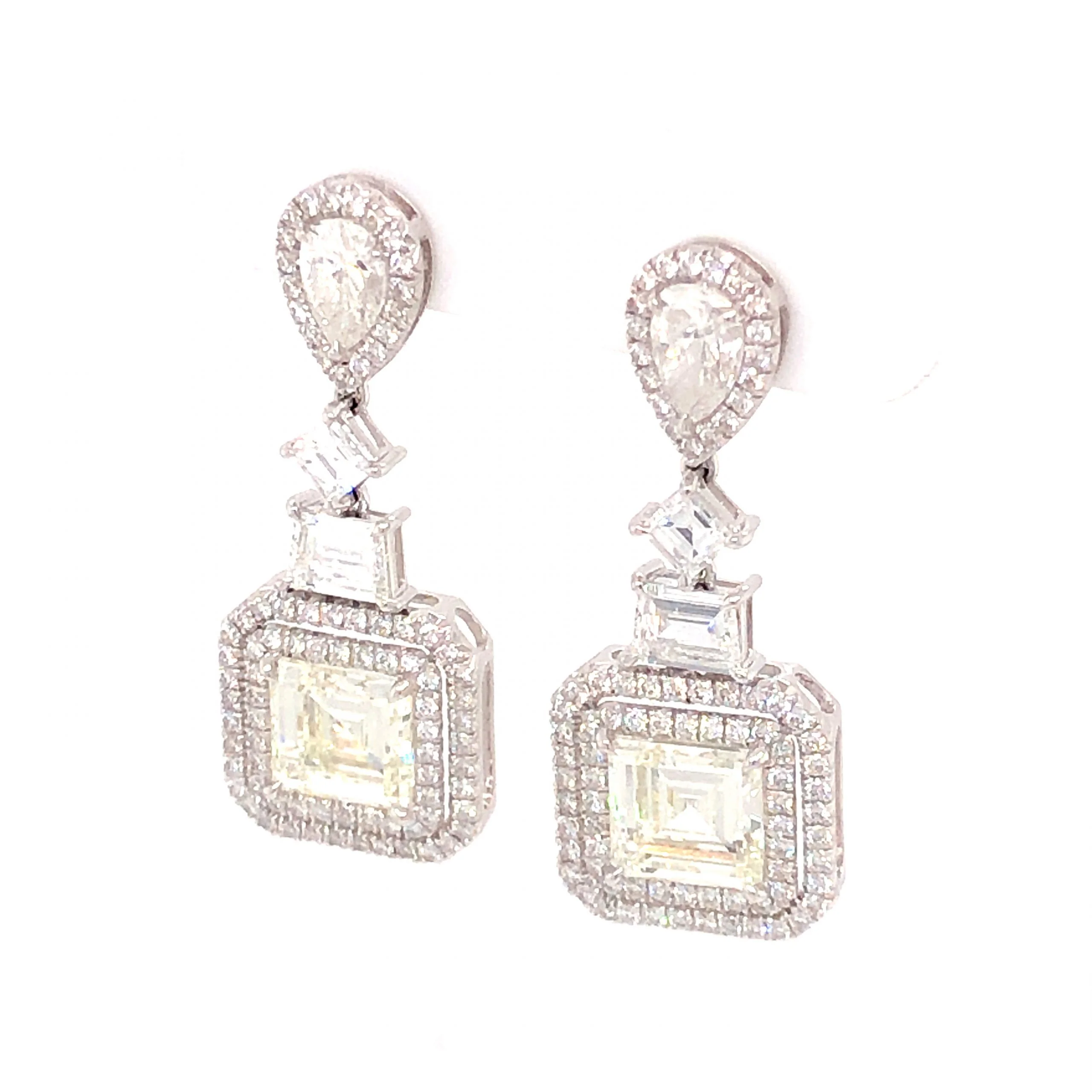 5.14 Asscher Diamond Drop Earrings in Platinum - Image 2