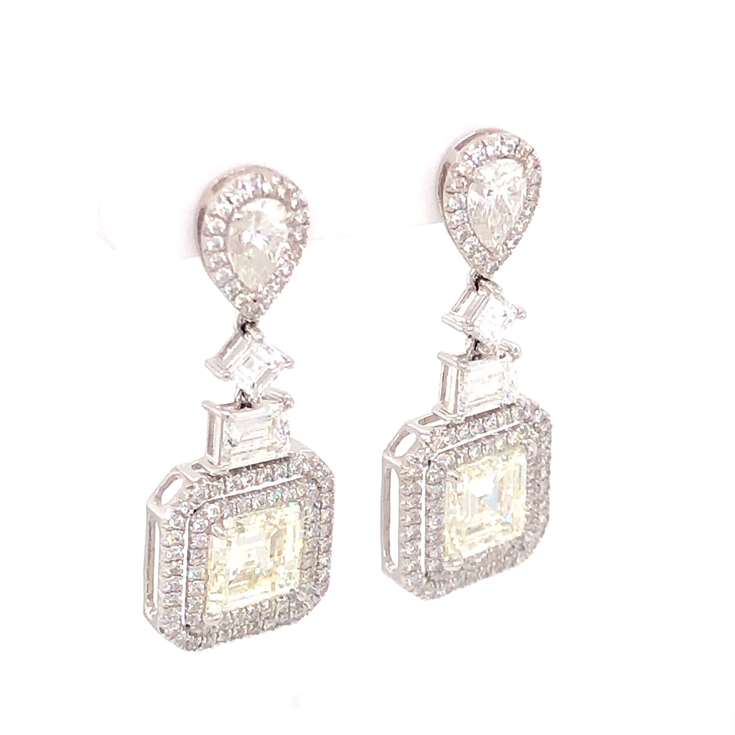 5.14 Asscher Diamond Drop Earrings in Platinum - Image 3