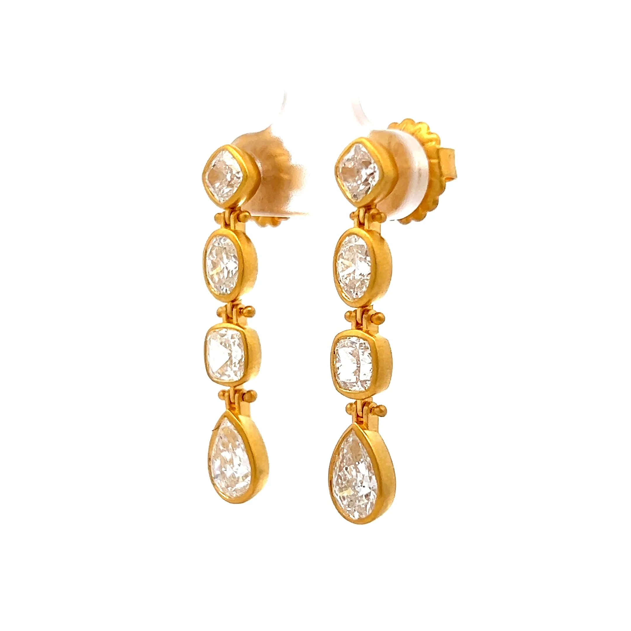 5.20 Diamond Drop Earrings in 18k Yellow Gold - Image 2