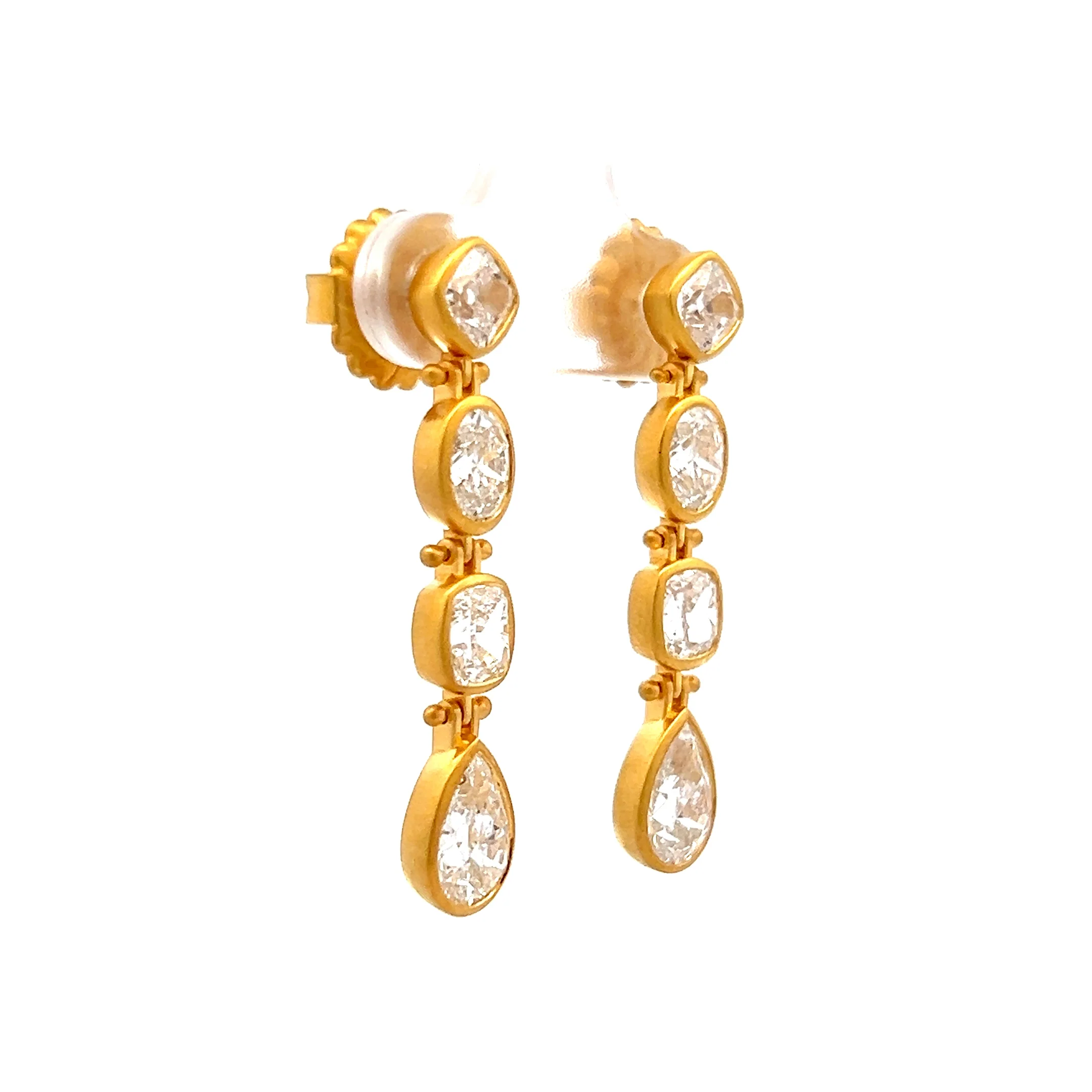 5.20 Diamond Drop Earrings in 18k Yellow Gold - Image 3