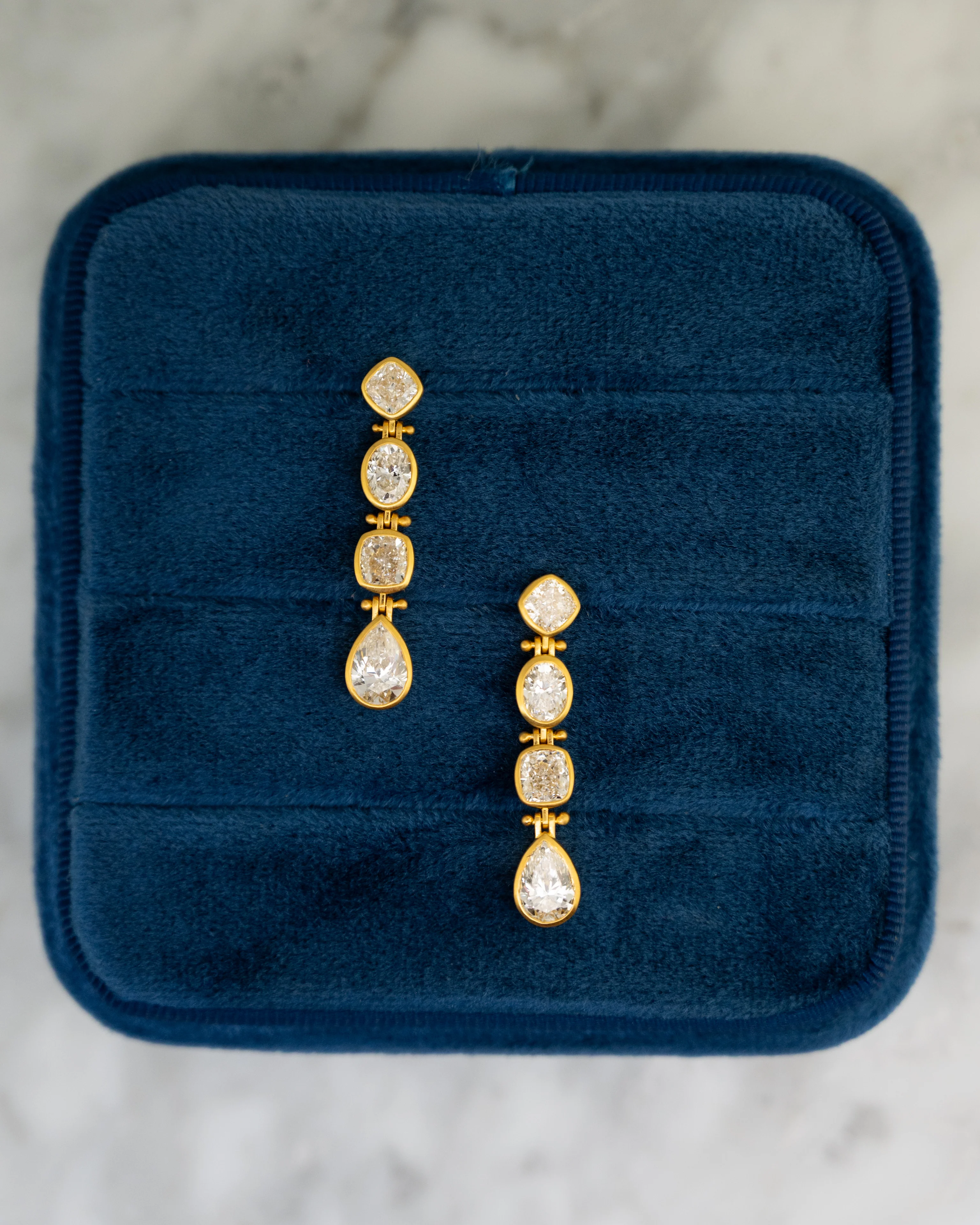 5.20 Diamond Drop Earrings in 18k Yellow Gold - Image 4
