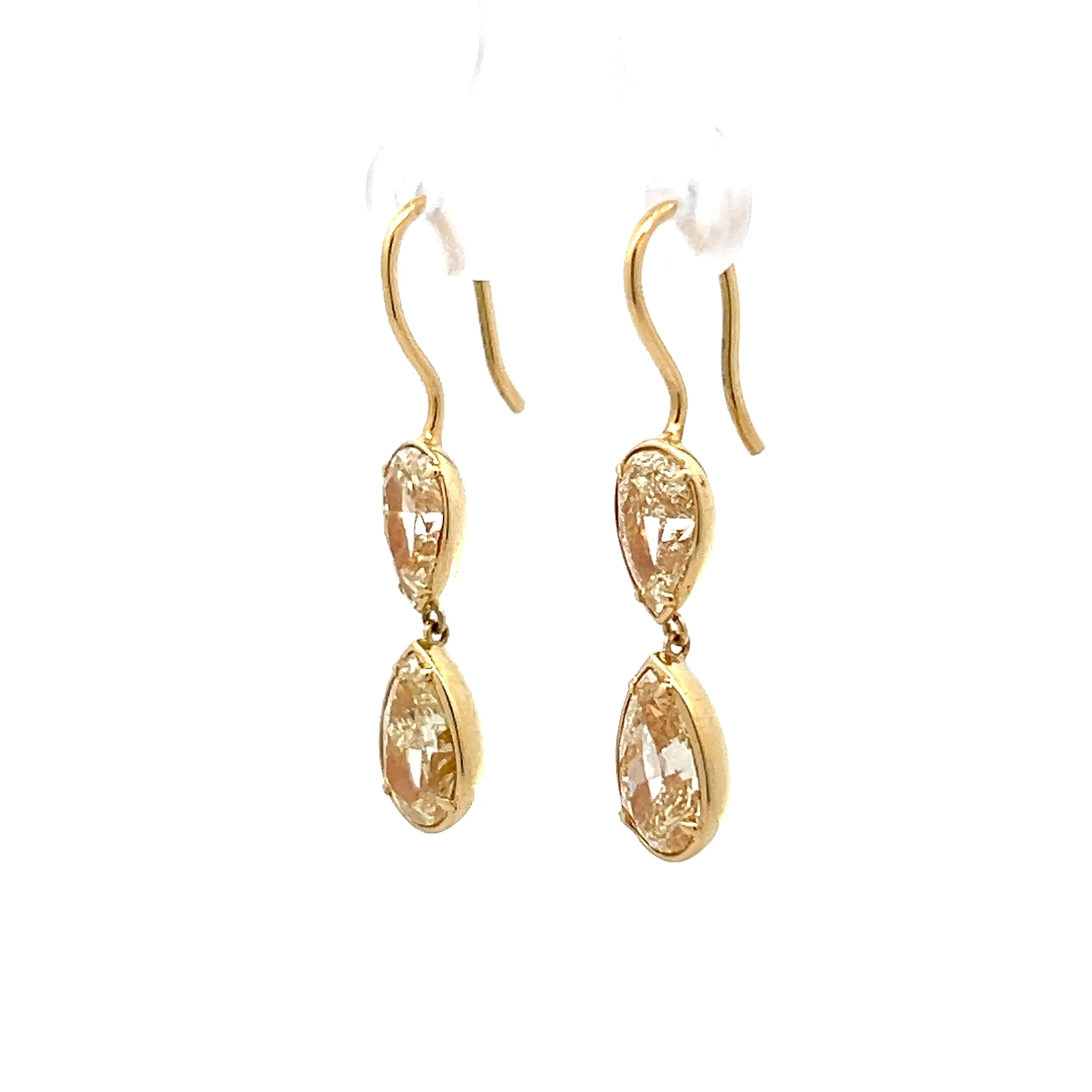 5.20 Pear Diamond Drop Earrings in 18k - Image 2