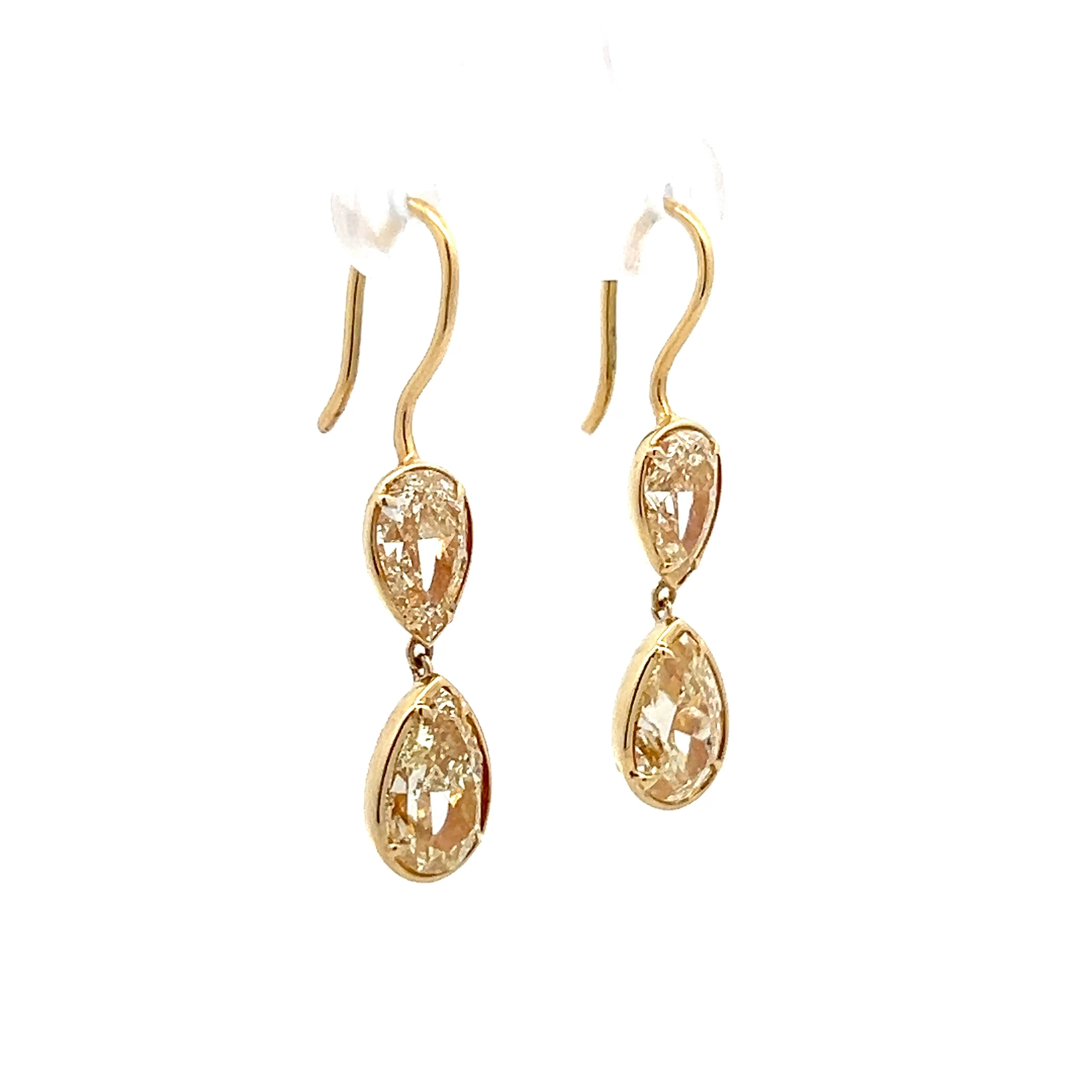 5.20 Pear Diamond Drop Earrings in 18k - Image 3