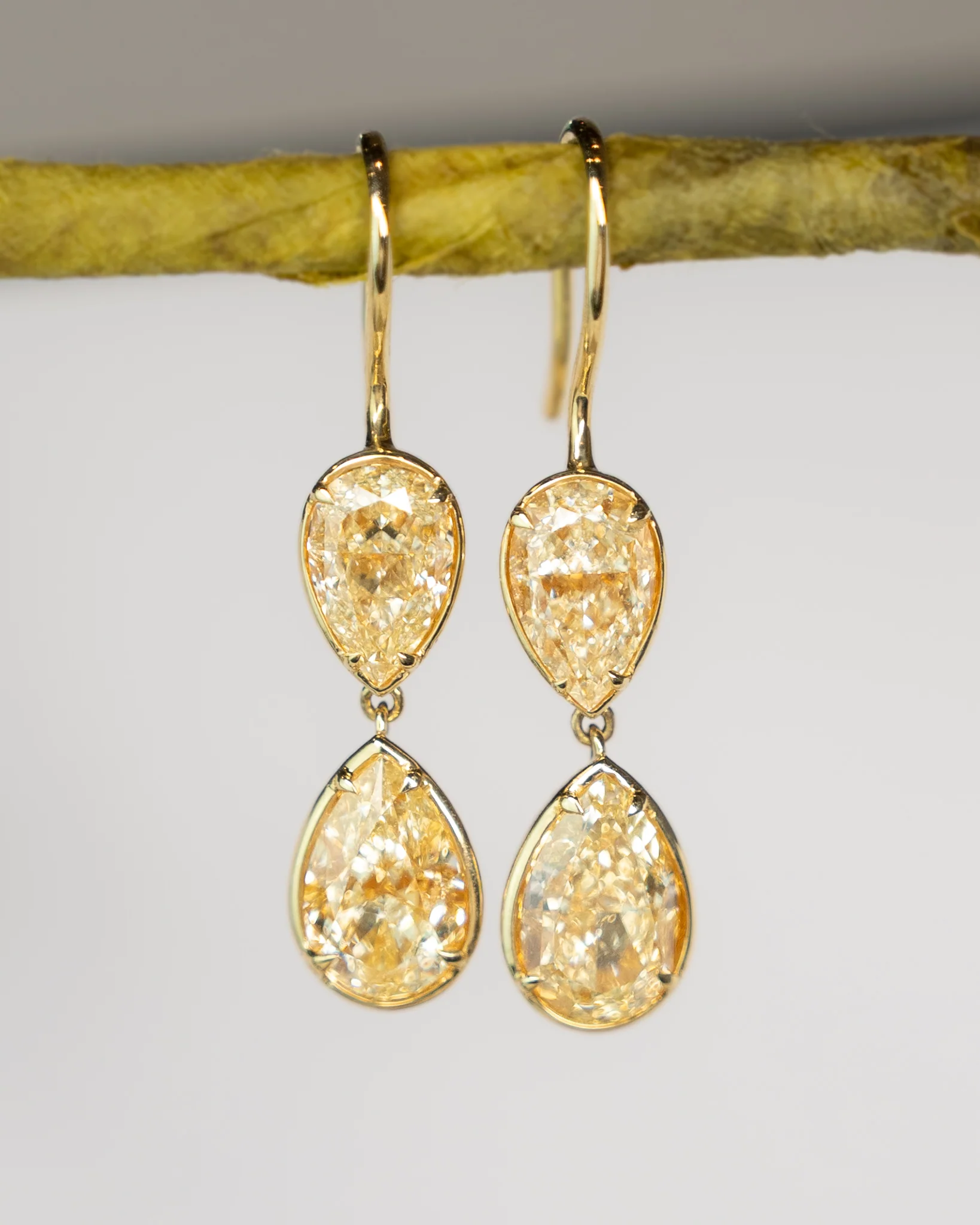 5.20 Pear Diamond Drop Earrings in 18k - Image 4